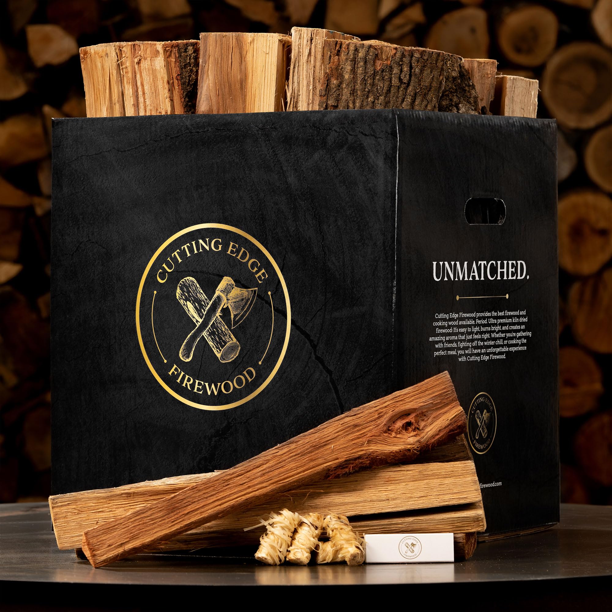Cutting Edge Firewood - Scatola di legna da ardere artigianale in noce americano | Legno duro essiccato in forno di alta qualità | Bruciatura calda e duratura con aroma ricco | Legna da ardere a bassa