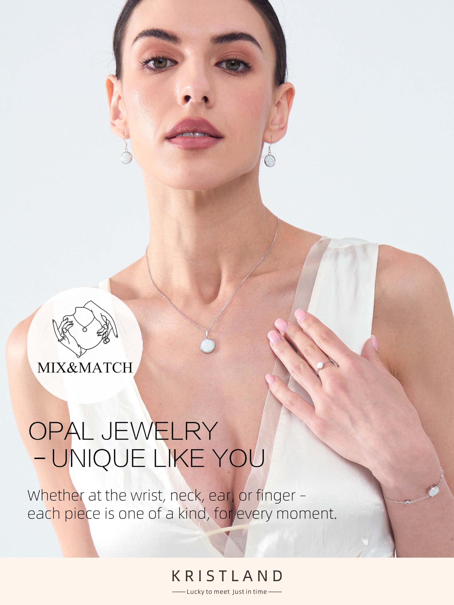 Moonlight S925 Collana in Argento con Opale Bianco Design Semplice Delicato Ciondolo Rotondo per Donne Fidanzata Moglie Figlia Confezione Regalo