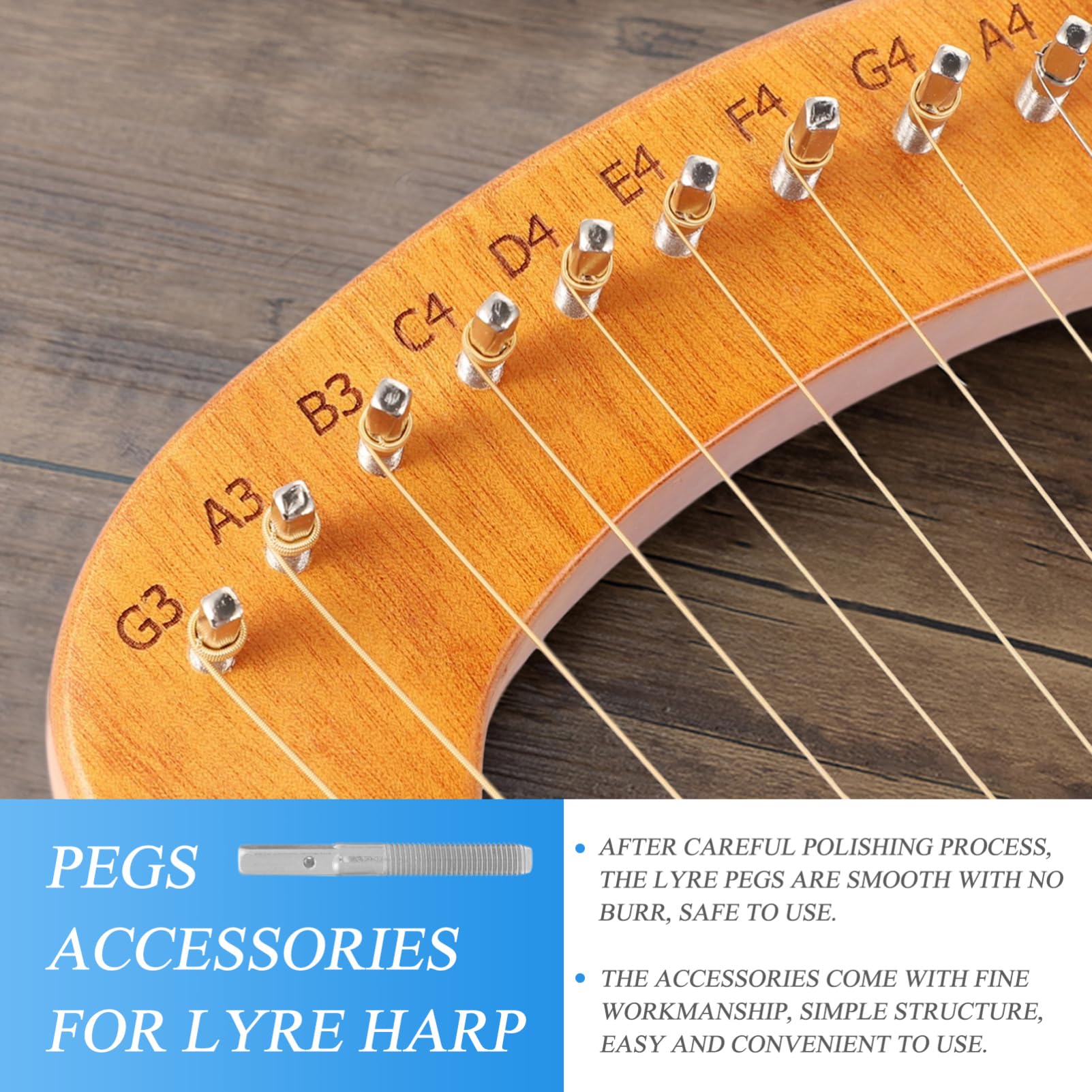 NULYLU Lyre String Pegs Professional Harp Pins Fixing for Lyre Stringed Musical Instruments