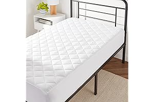 Amazon Basics Hypoallergenic Quilted Twin Mattress Pad for Enhanced Comfort and Protection