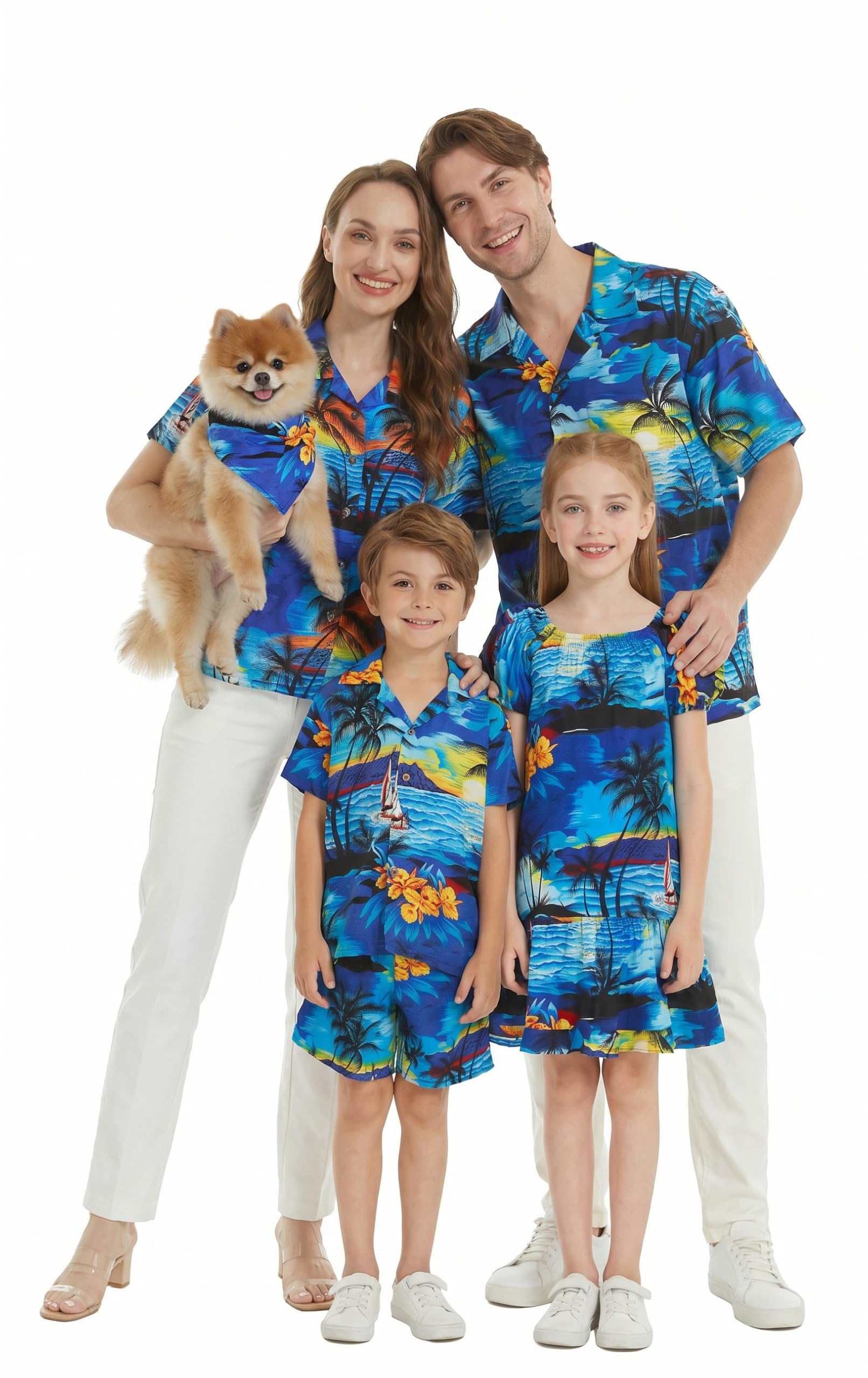 Hawaii Hangover Family Matching Hawaiian Clothes, Sunset Blue