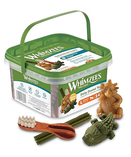 WHIMZEES By Wellness Variety Box Dental, Mixed Shapes, Size L, 14 Pieces, Natural and Grain Free Dog Chews, Dog Dental Sticks for Large Breeds, No Added Sugar - Large Breed (18-27kg) - 840 g (Pack of 1)