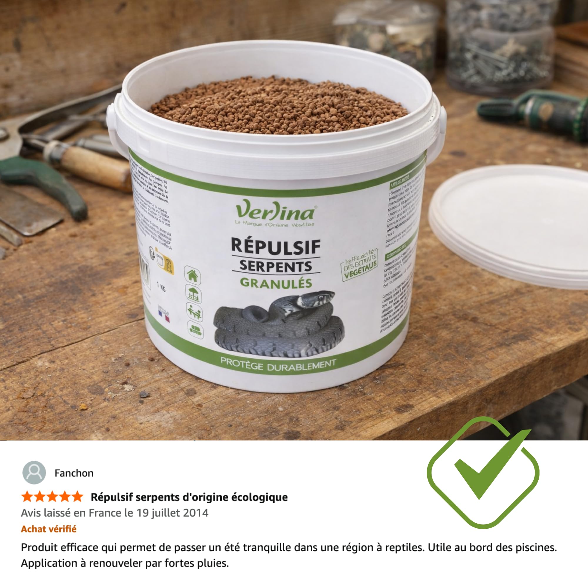 Repulsif Serpent et Lezard en Granules - Protection 200 M2 - Anti Vipere et Couleuvre Puissant - Produit Exterieur Efficace pour Jardin et Terrasse