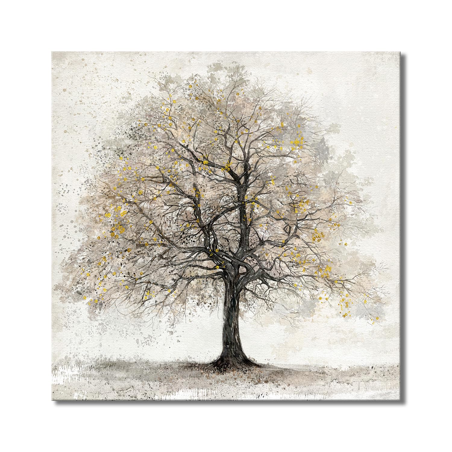Tree Wall Art Decor Painting Pictures Print On Canvas, Brown Tree Framed Canvas Wall Art for Home Decoration Living Room Bedroom Artwork