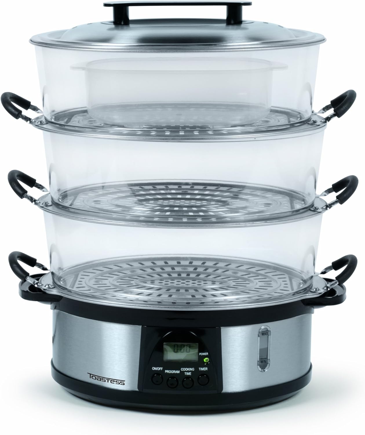 Toastess TVS682 Stainless Steel Programmable Food Steamer and Rice Cooker, 3Tier