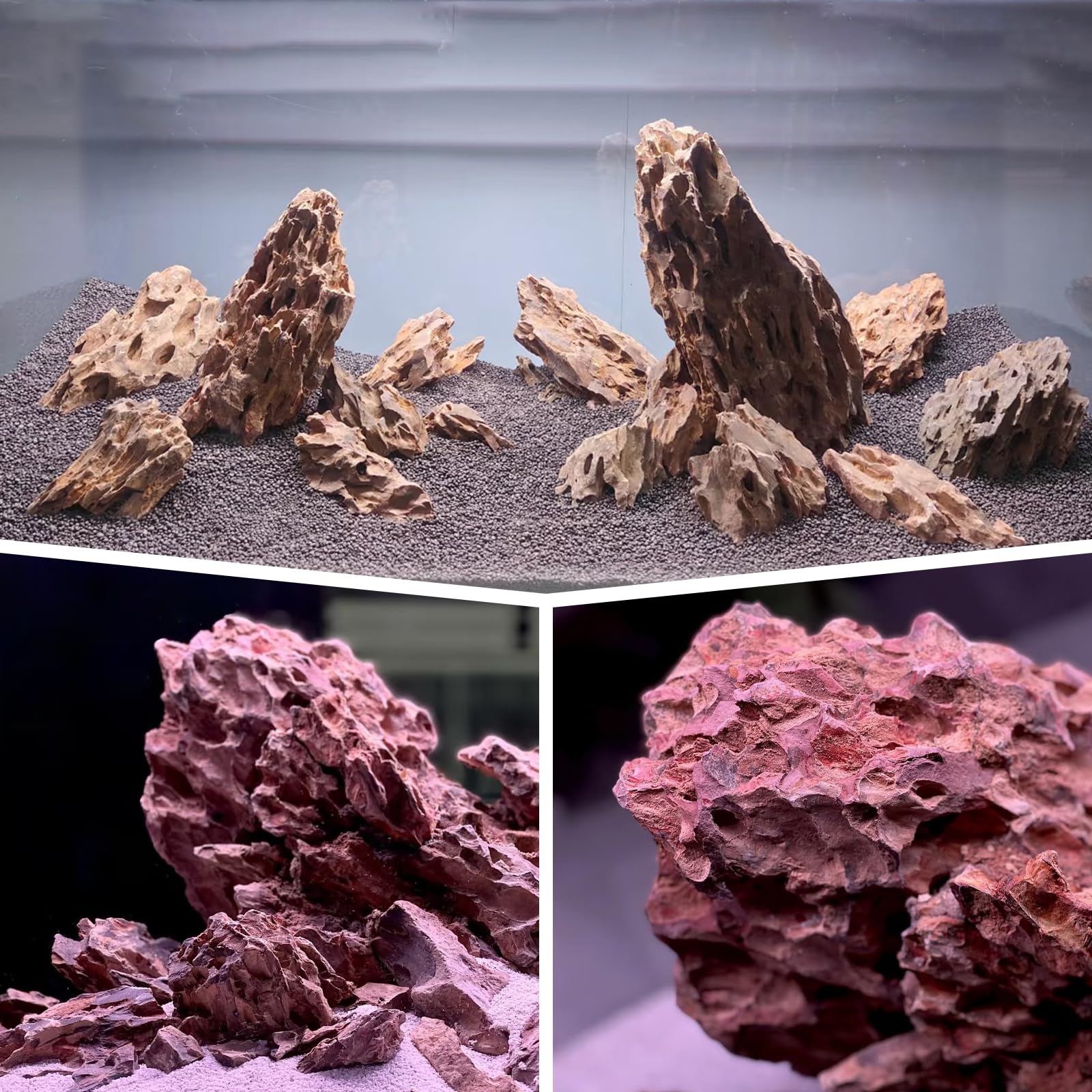 Aquariumsteine 2,3kg Drachenstein für Aquascaping – 5–18 cm Natursteine für Aquarium, Terrarium, Paludarium & Fischbecken-Dekoration