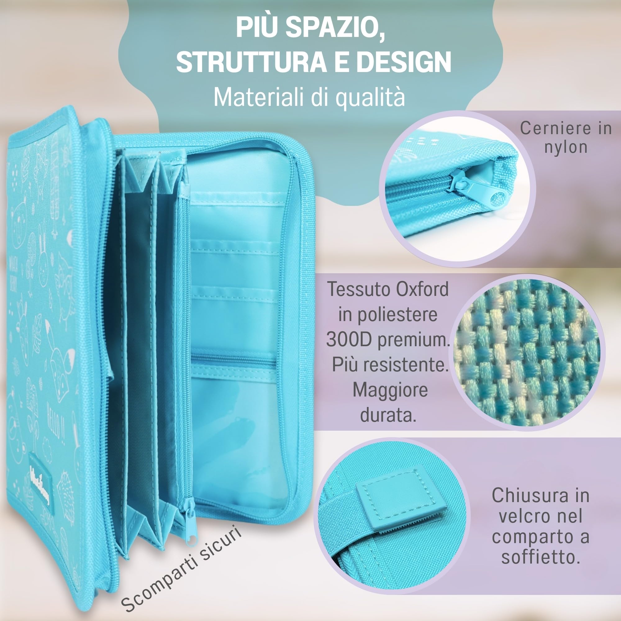 Porta documenti gravidanza e neonato – Porta libretto sanitario pediatrico, organizzazione rapida dei documenti essenziali per famiglia e viaggio – 16 scomparti, portatile – Blu Turchese 26×19×3cm