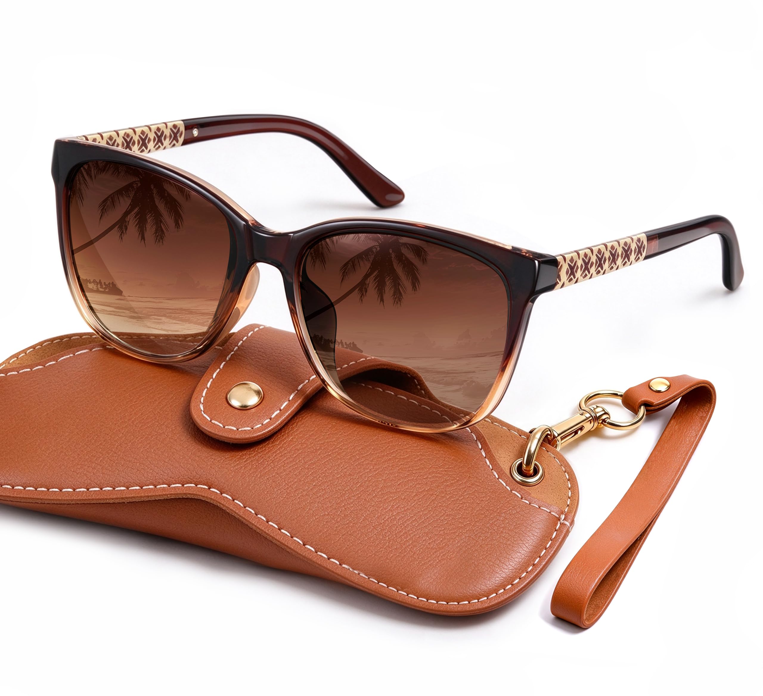 Sunglasses-Womens Polarized Womens Sunglasses: Retro Trendy Openwork Design Sun Glasses for Driving UV400 Protection