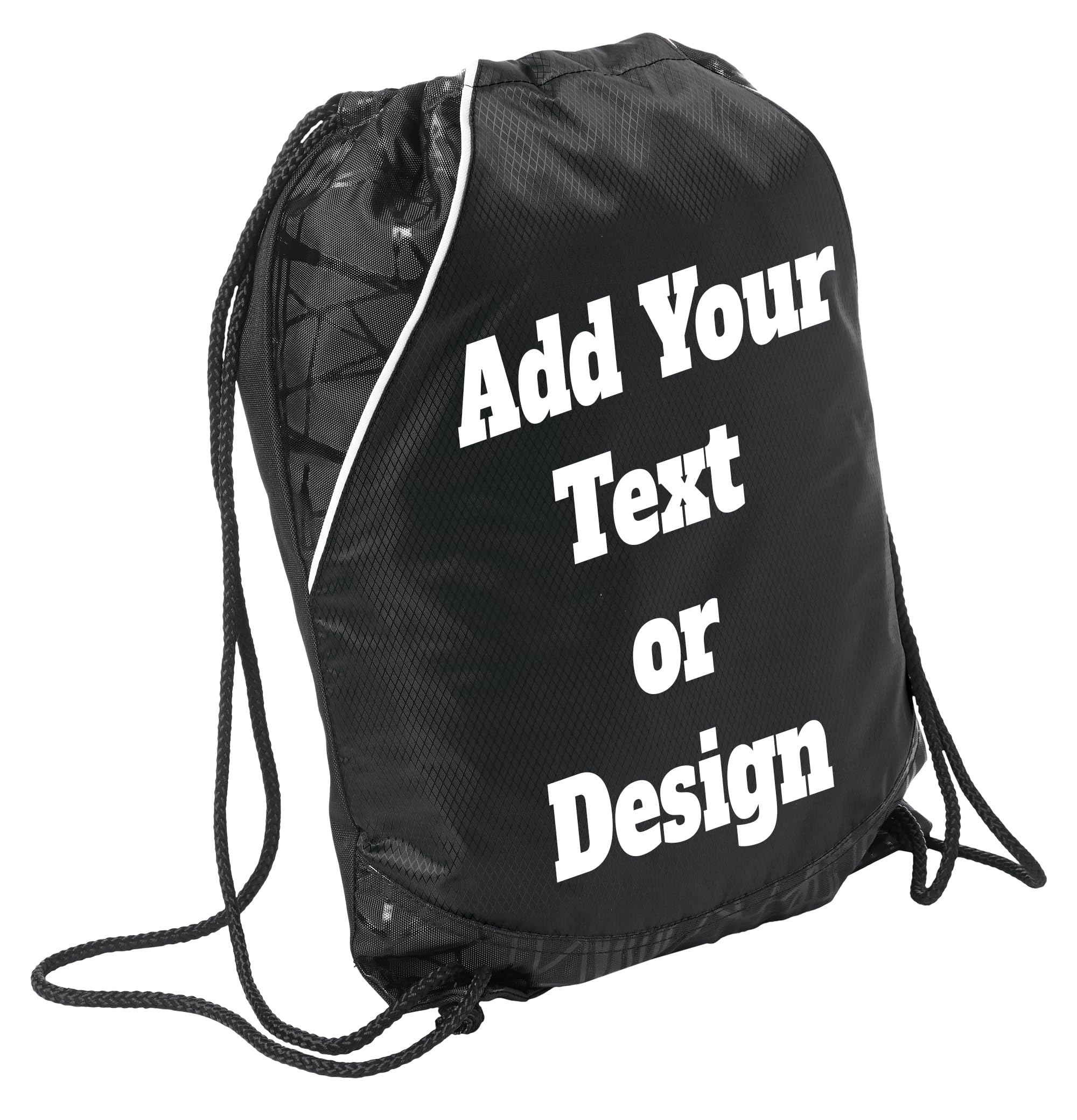 all about me company Custom Backpack - Personalized Promotional Items with Your Logo, Black Drawstring Cinch Bag - Ideal for Corporate Events,