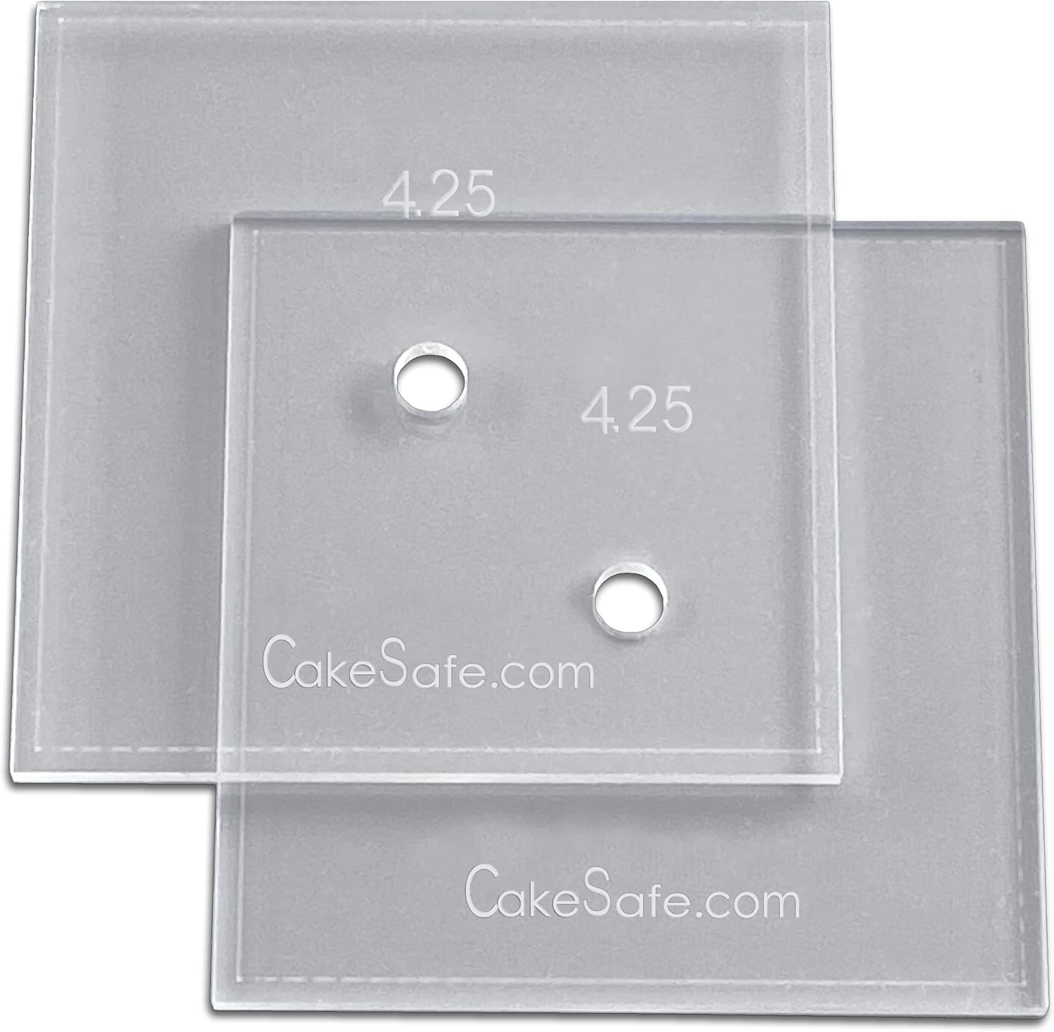CAKESAFE 10.5 Inch Square Acrylic Disk Set – 2-10.5” Clear ¼” Acrylic Buttercream Disks – Perfect Icing Tool to Smooth the Frosting on Your Cakes, Disk Size & Perimeter Border Engraved on all Disks