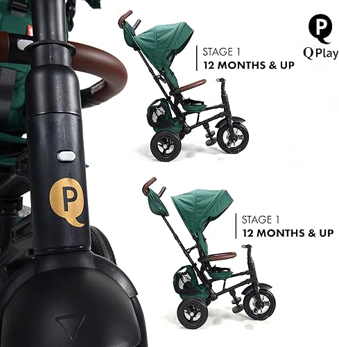 Miniatura 5 de QPlay Rito - Trike plegable de lujo prémium para niños pequeños con puntos de contacto de cuero, cochecito de triciclo para niños pequeños, triciclo