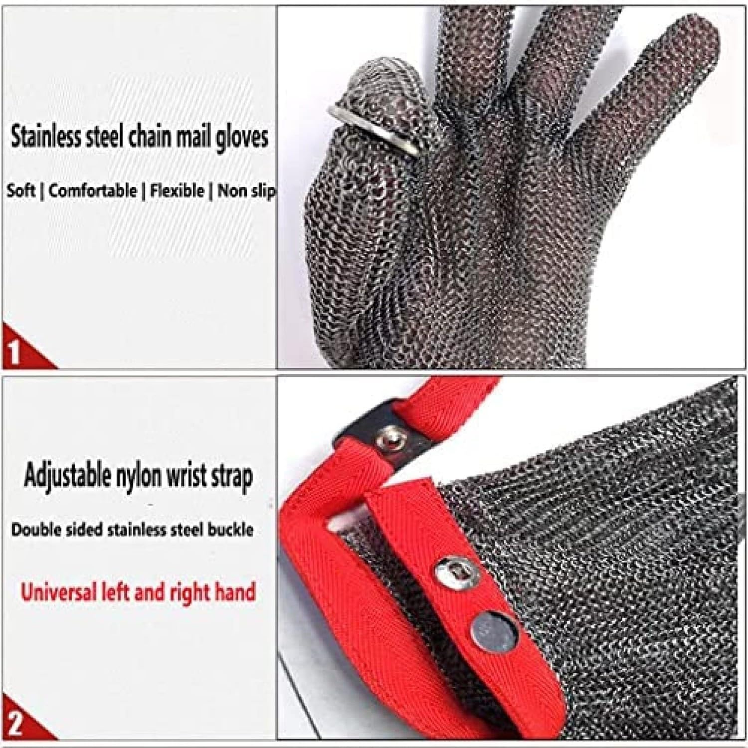 Schnittschutz-Handschuhe, Schnittschutz Stichfester Fleischerhandschuh Aus Rostfreiem Stahl Mit Metallgitter, Schnittfeste Handschuhe, Kettenhandschuh Metzger, Handschuhe Küche
