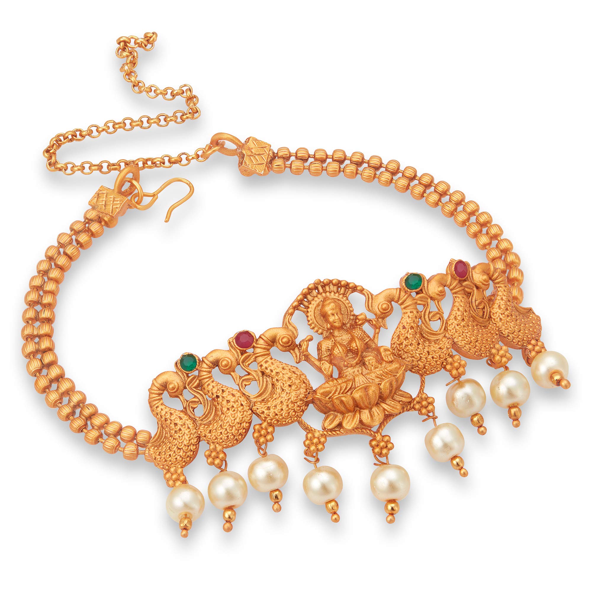 Gorgeous Pearl Gold Plated Temple Jewellery Goddess Laxmi Bajuband for Women-image-30