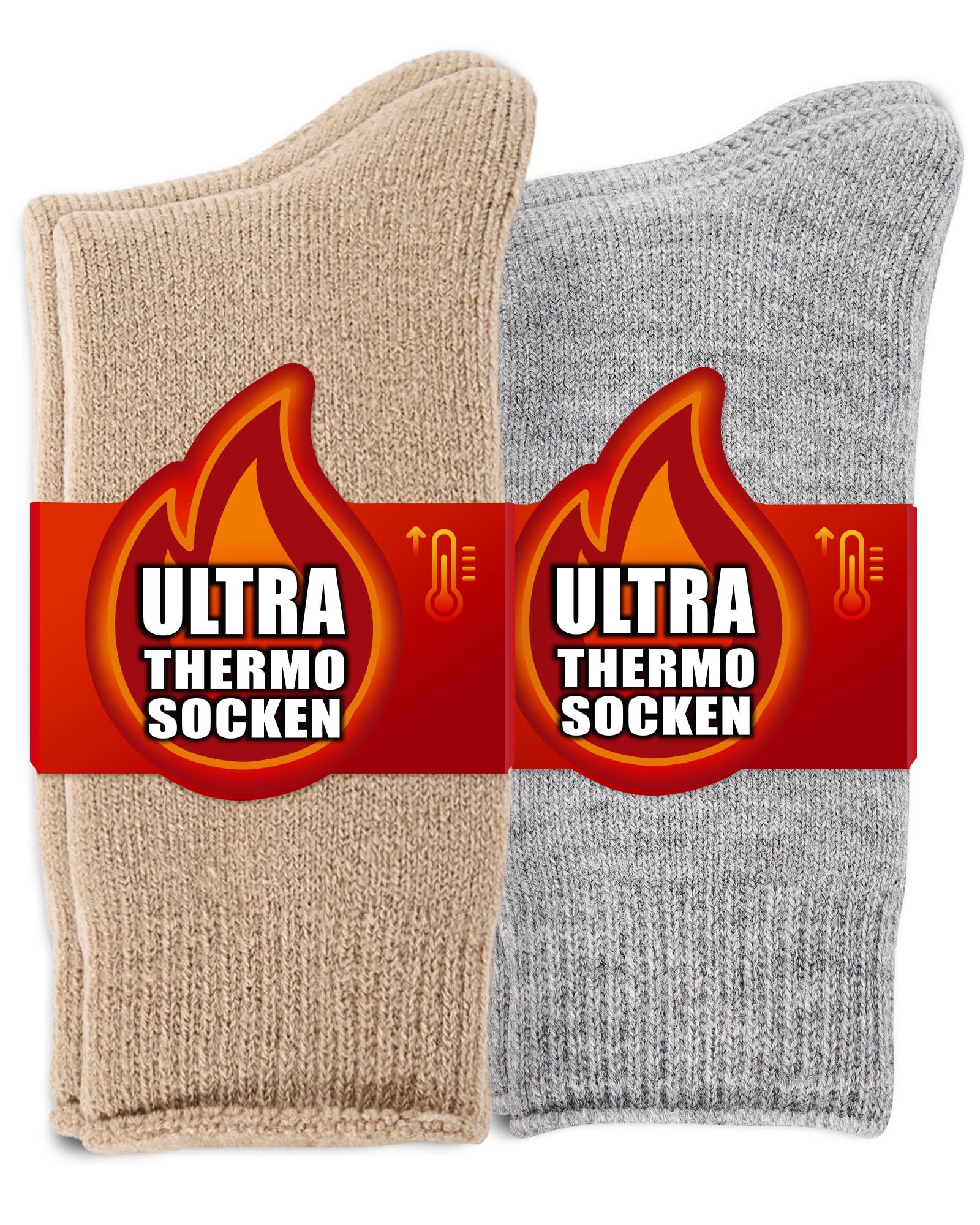 Effeet Thermosocken für Damen und Herren, 2 Paar extra dicke Warme Socken | Wintersocken für Damen und Herren mit angerauter Innenseite, atmungsaktiv und saugfähig, für Spaziergänge und Stiefel