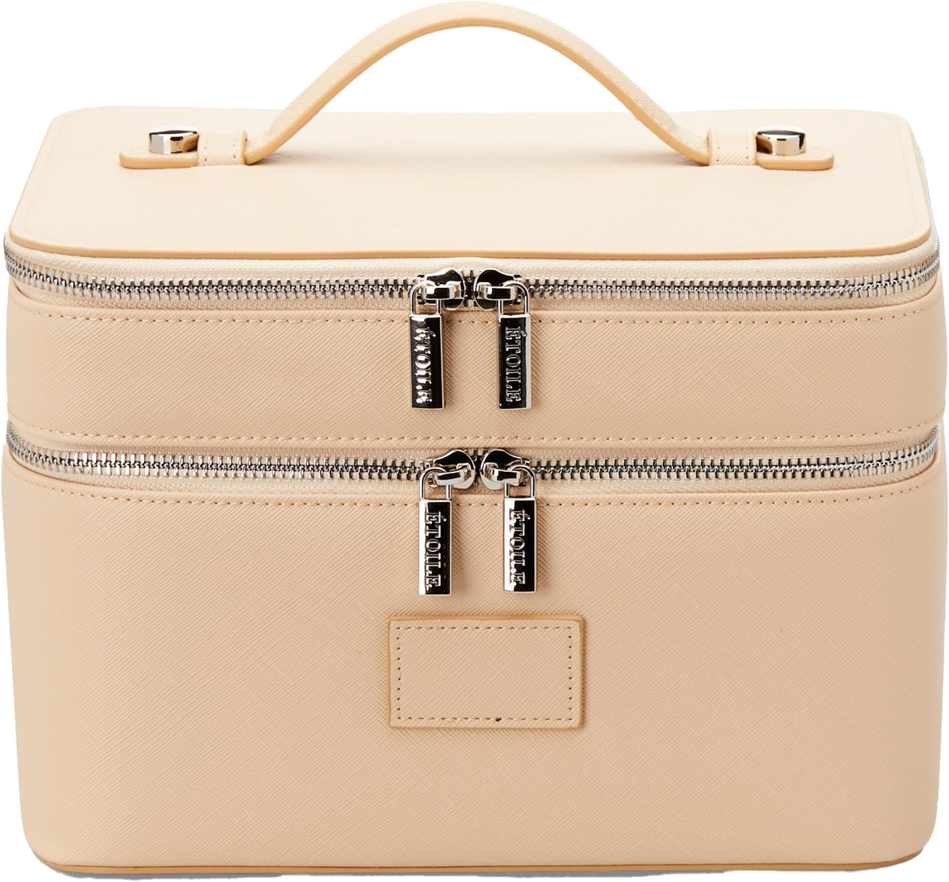 ETOILE - Duo Vanity Case Beige - Large Functional Travel Makeup Bag Organizer with Removable Divider & Mirror