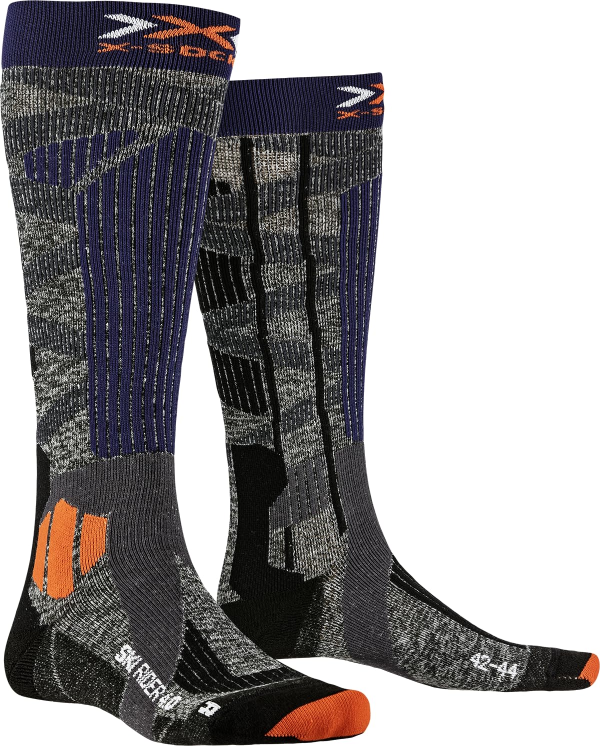 X-Socks Ski Rider 4.0 skarpety do sportów zimowych Stone Grey Melange/X-Orange 42-44