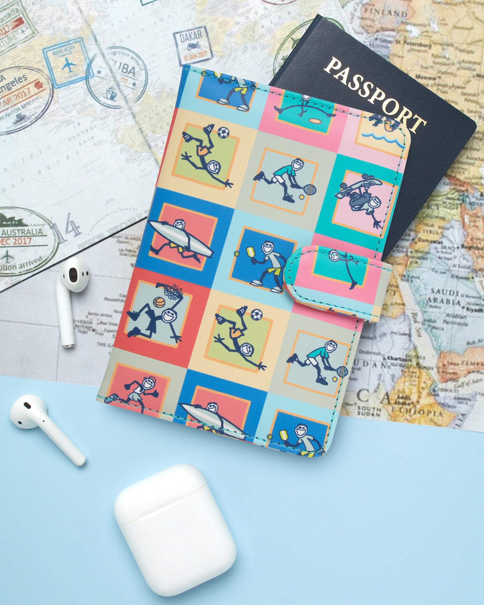 Life is Good Funda para pasaporte de viaje, billetera antirrobo con ranuras interiores para tarjetas con cierre magnético, Practicar deportes, One Size, Funda para pasaporte