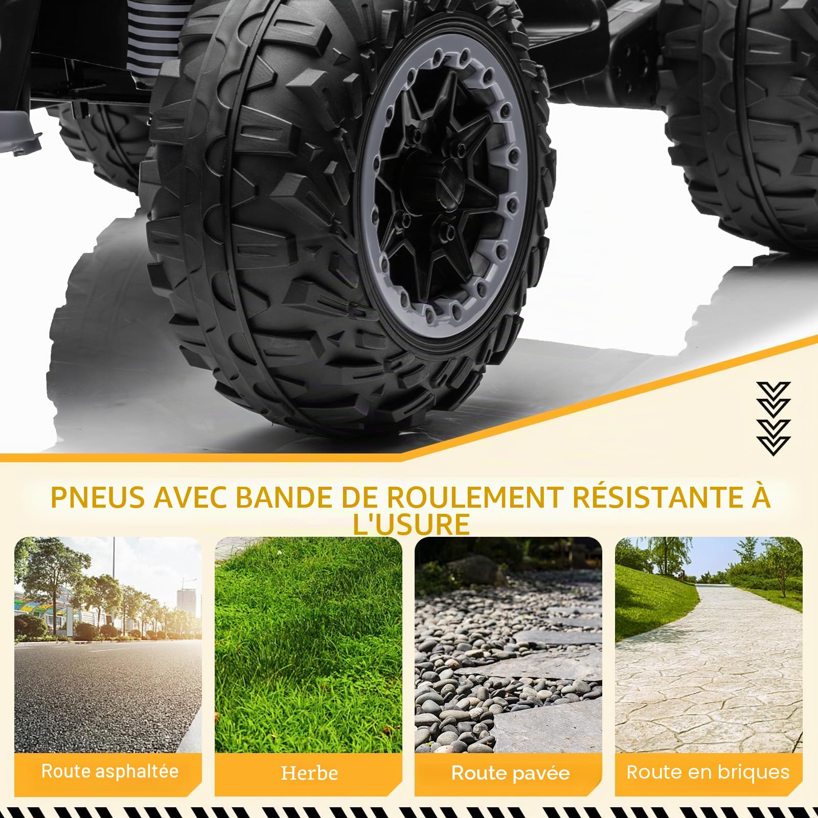 LALAHO Quad électrique pour enfants 12 V, véhicule pour enfants avec phares LED, musique et klaxon, voiture électrique avec 4 roues antidérapantes et démarrage lent pour enfants de 3 à 8 ans (noir 1)