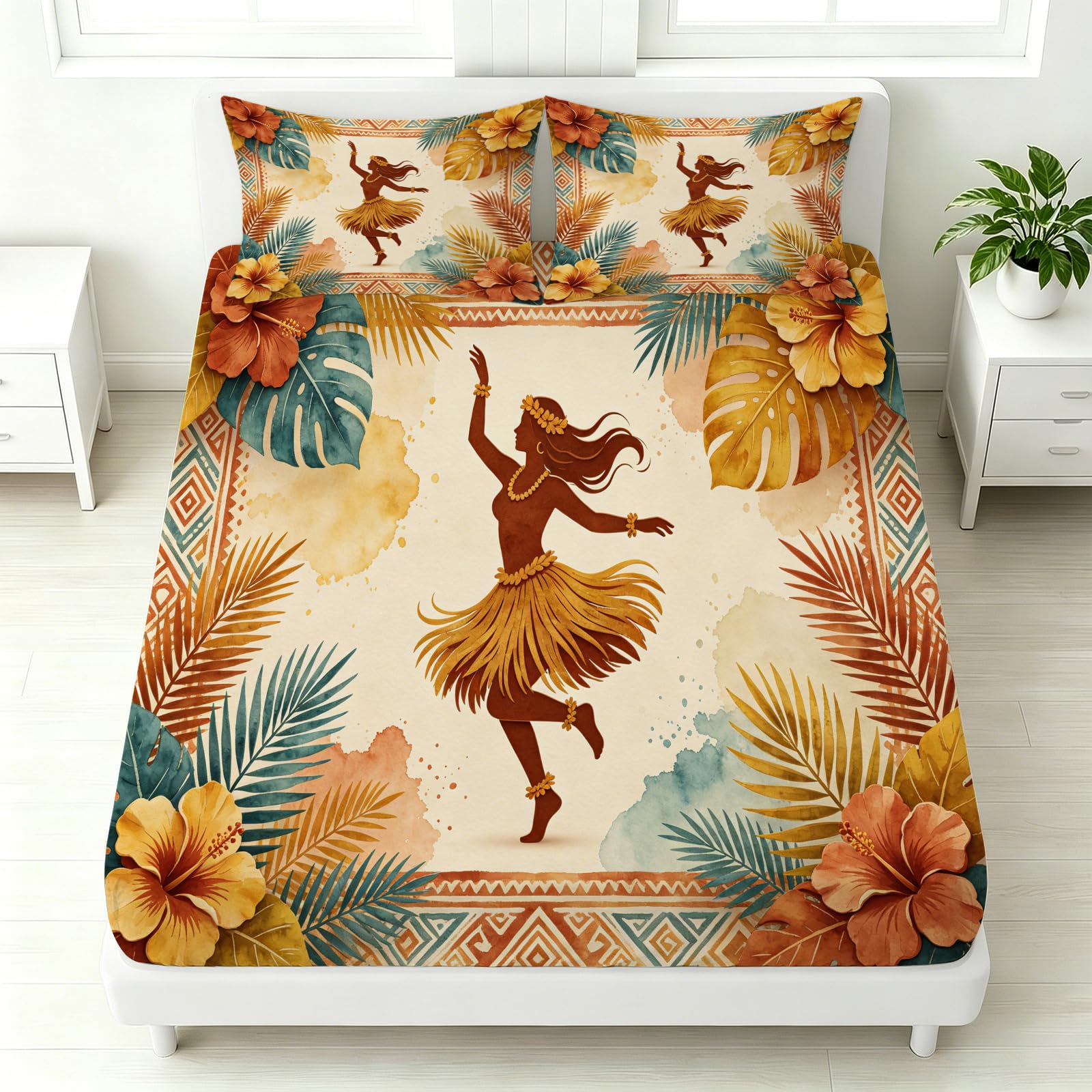 Sábana Bajera Ajustable 150 x 200 Hula Estilo Tropical