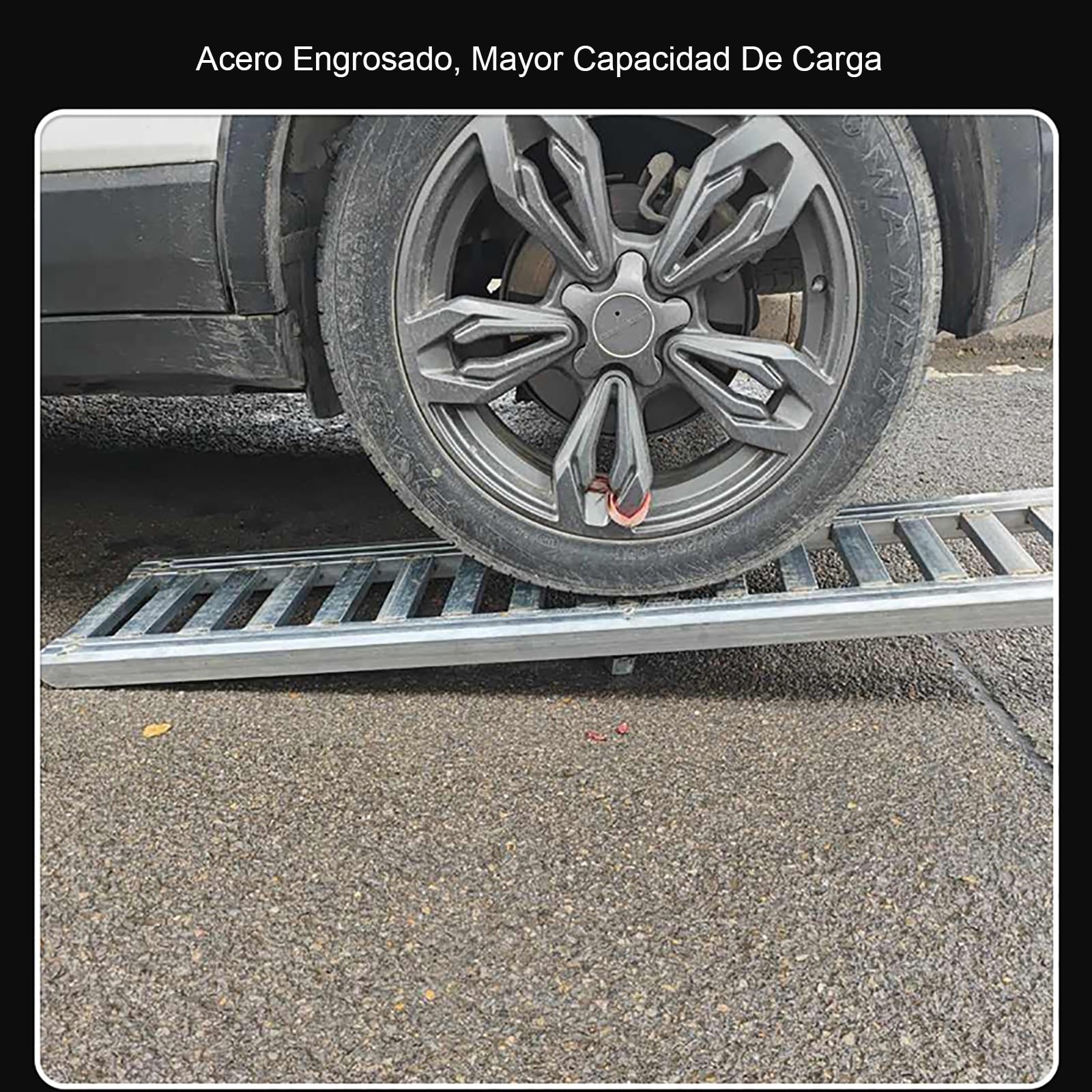 Rampa Moto de Material Galvanizado, de Metal Resistente, para Vehículos Todoterreno, Camiones y Remolques, con Altura Ajustable(40x90 cm/15.7x35.4 in)