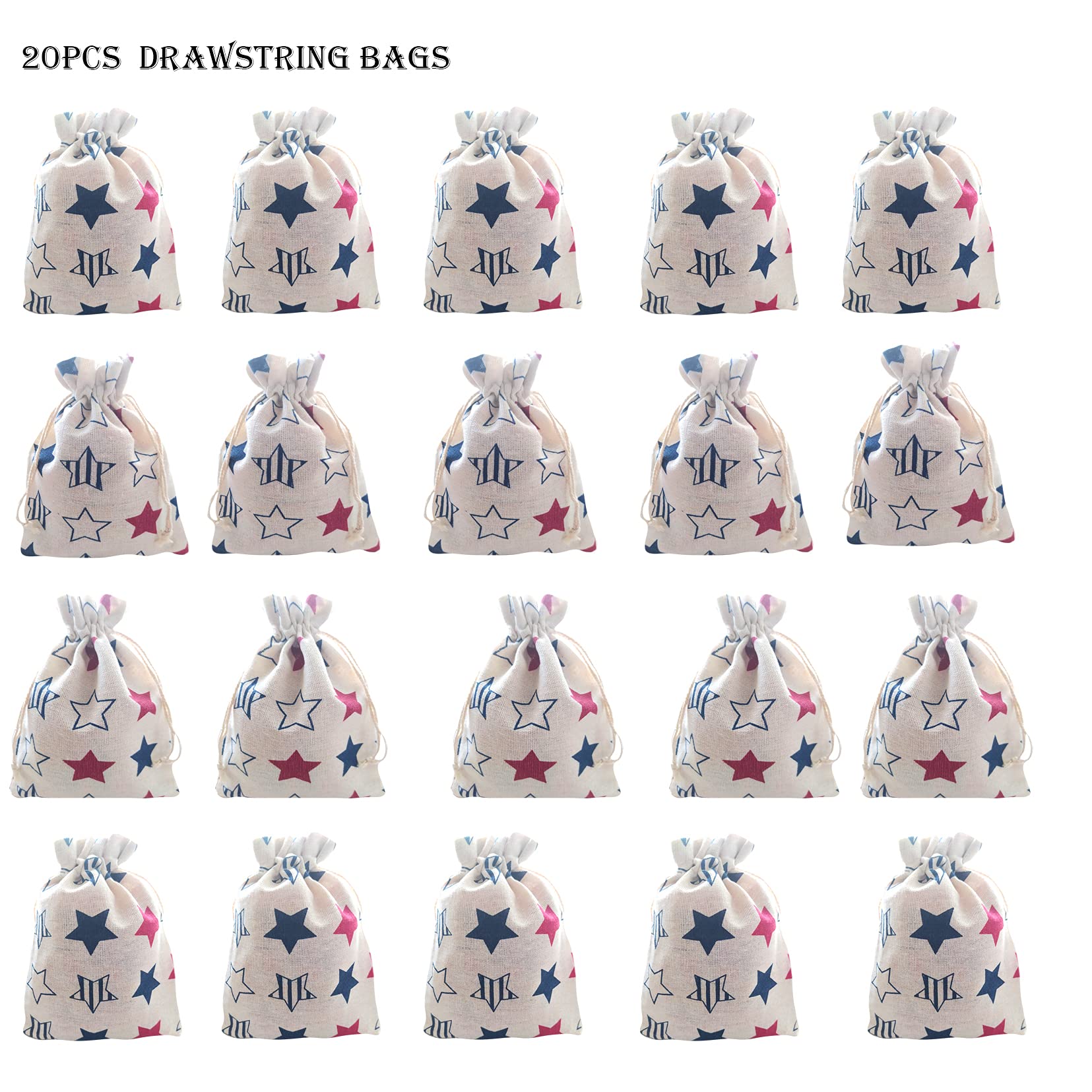 American Flag Patriotic Star Gift Treat Bags Drawstring Gift Bags for 4th of July, Independence Day, Labor Day Party Decorations