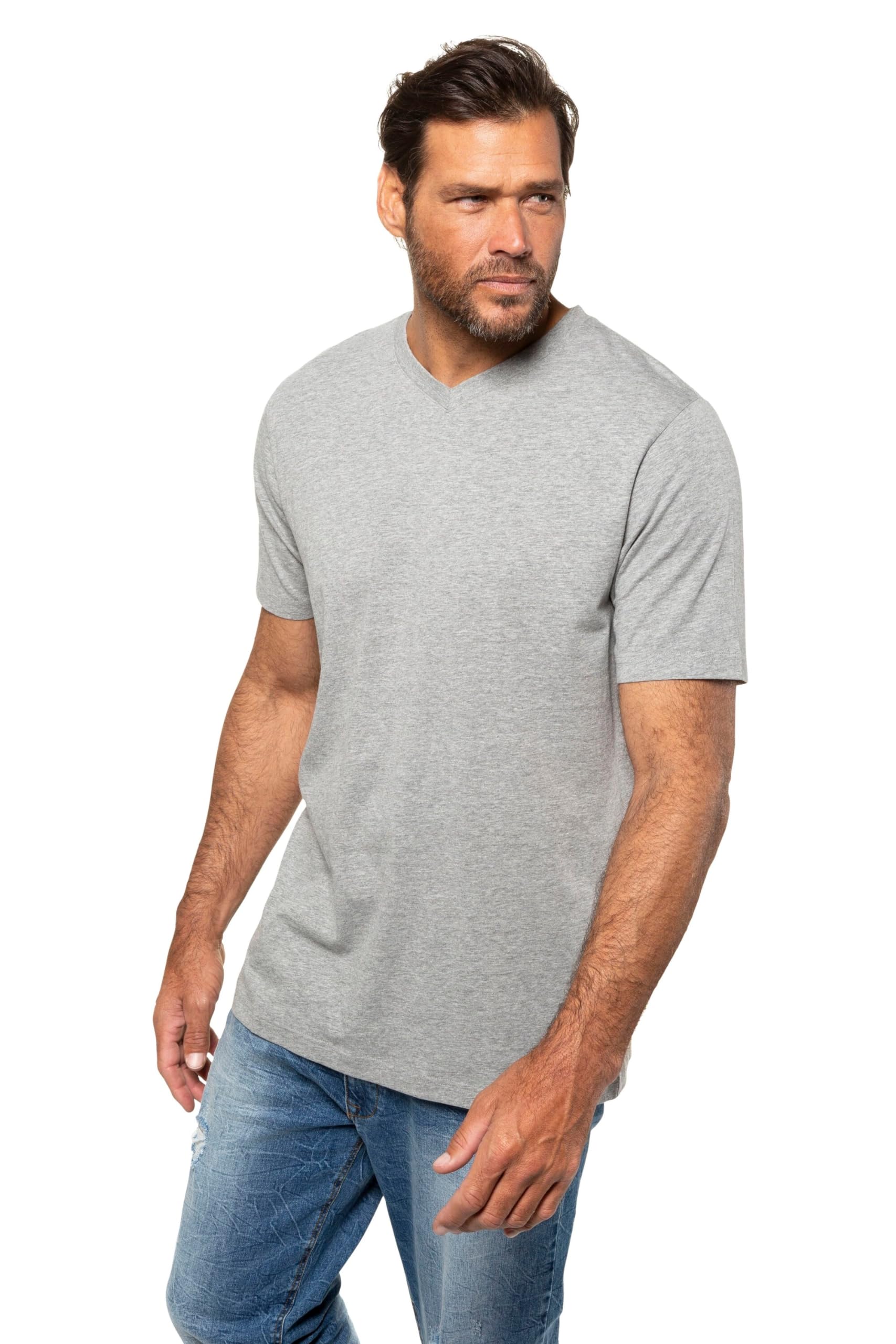 JP 1880 Men's Big & Tall Cotton Rich Basic Tee Grey Melange XXX-Large 702415 12-3XL