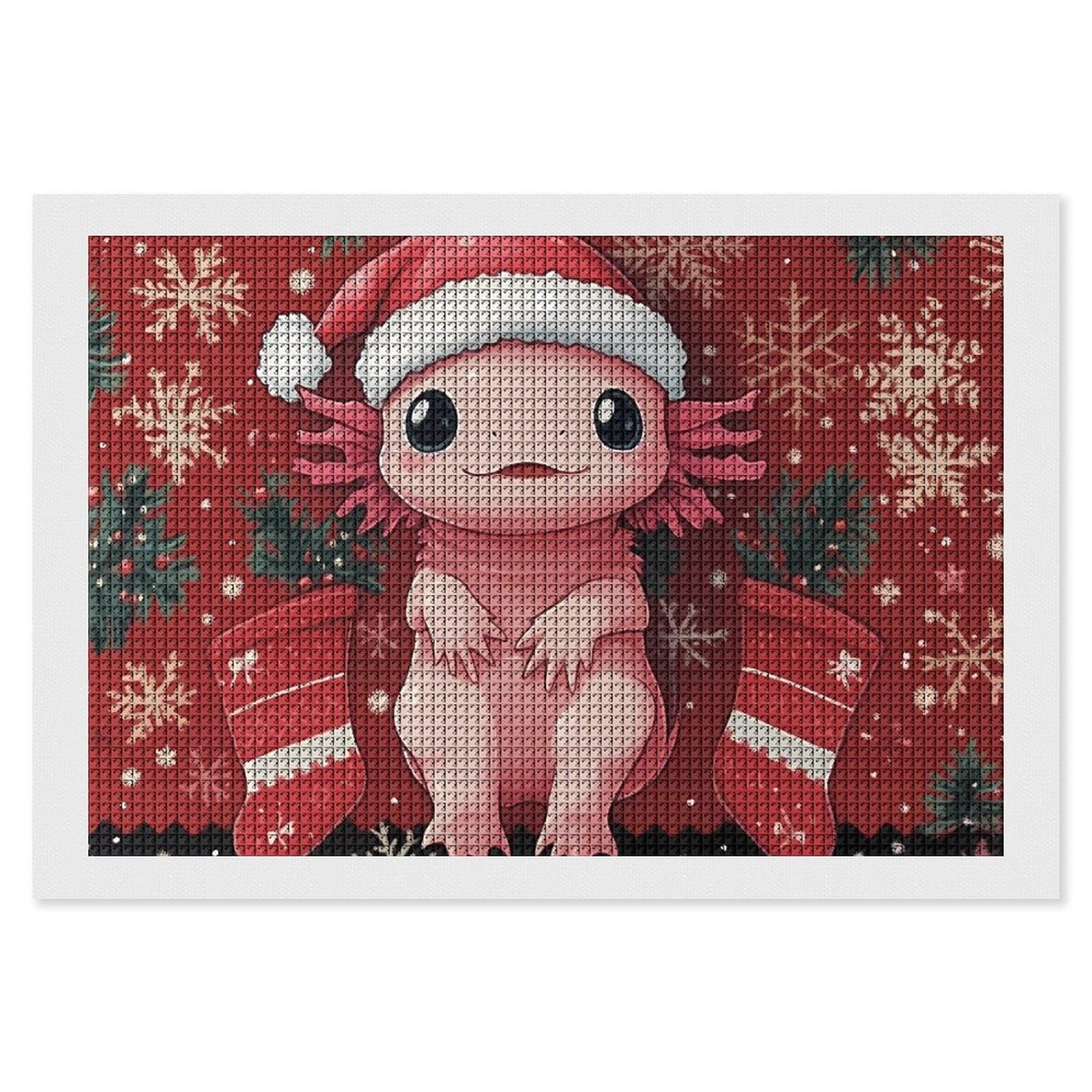 CSIVKEJ Cute Axolotl Diamond Painting Kit,5D DIY Diamond Art with Round Diamonds for Home Wall Decor and Gifts (8"x12" CM)