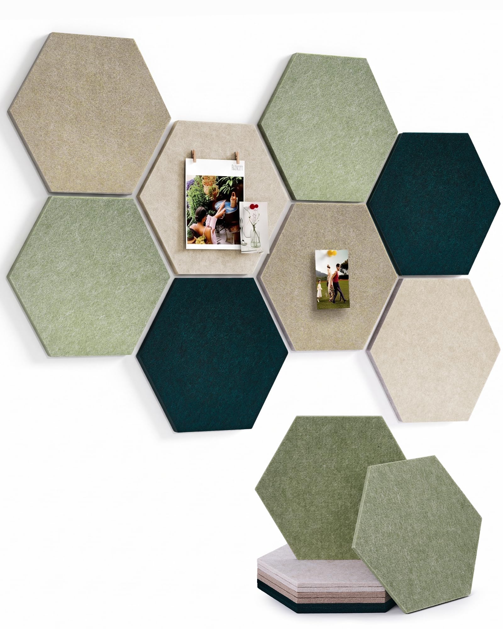 Meowoo Hexagon Cork Board Tiles 8Pack, Forest