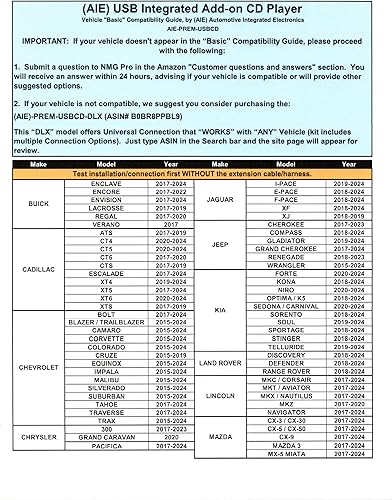 Miniatura 3 de AIE-PREM-USBCD  Reproductor de CD de automóvil Add-on  Kit USB Premium  Se conecta al sistema de audio de fábrica a través de conexión de radio de