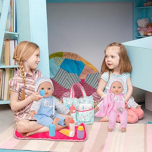 Miniatura 4 de Muñecas de bebé individuales con accesorios muñeca de cuerpo suave y muñeca de bebé niño con bolsa de pañales kit de cuidado de muñeca con biberones