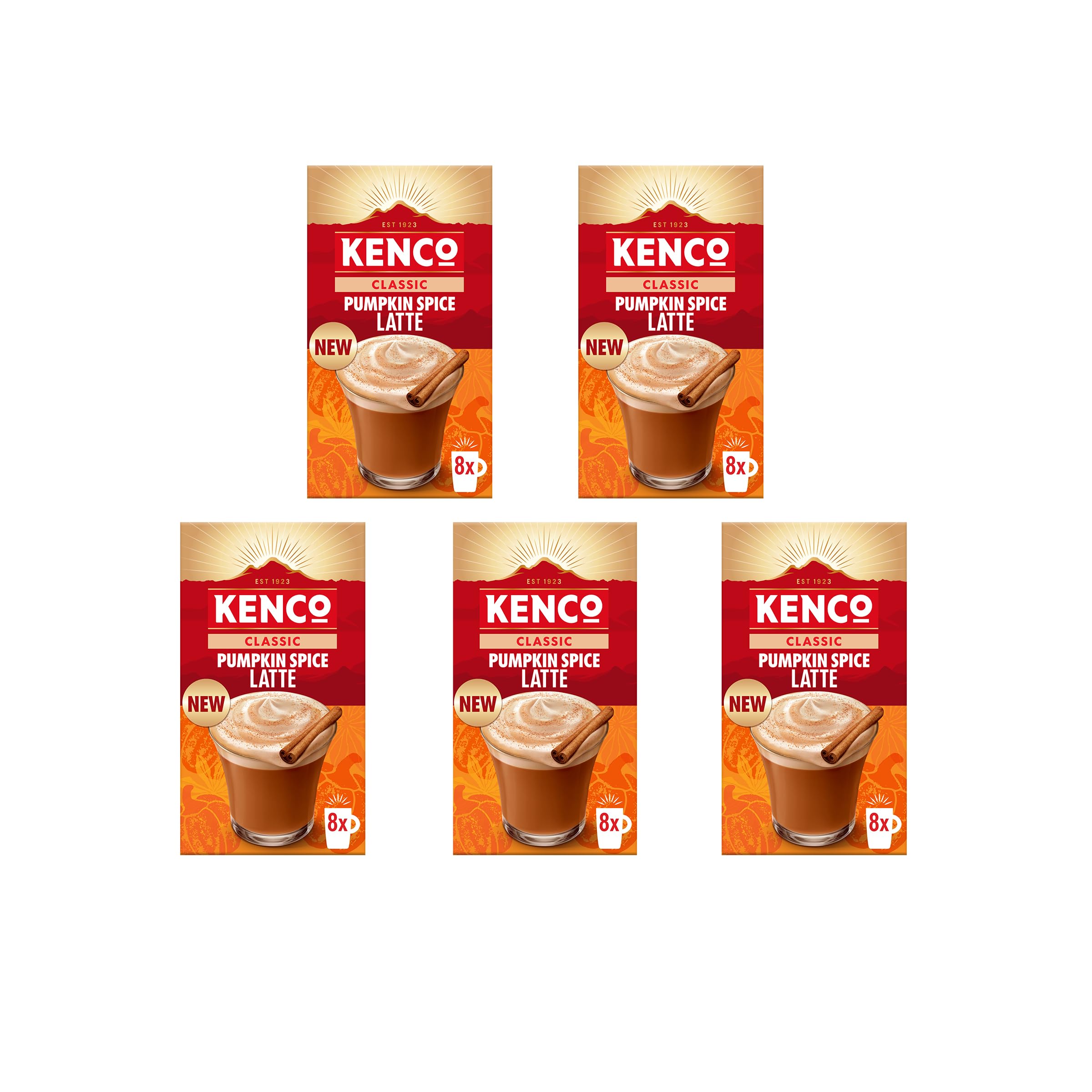Kenco Classic Pumpkin Spice Latte Instant Coffee Sachets x8 (Pack of 5, Total 40 Drinks)