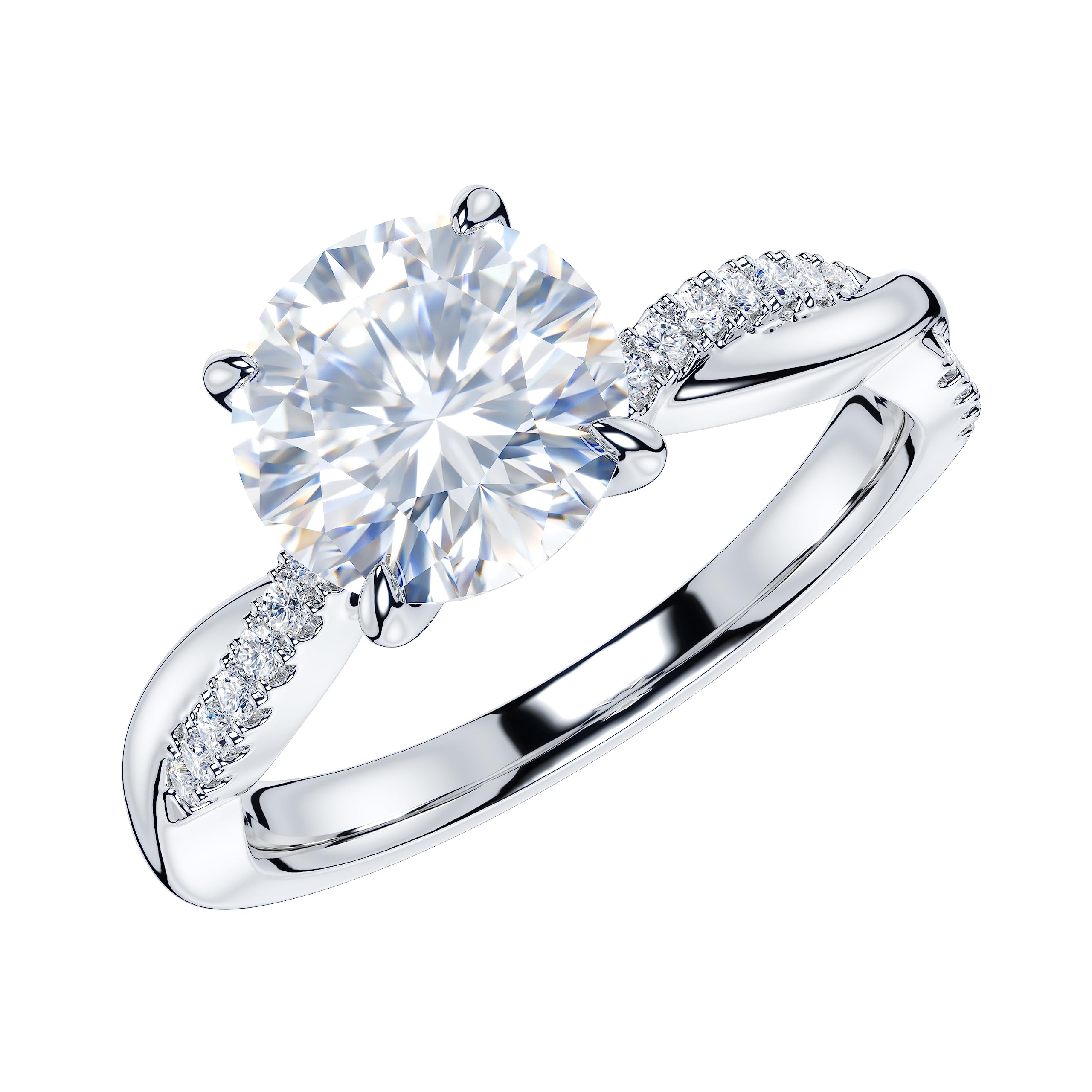 THELANDA Sterling Silver 4-Prong Petite Twisted Vine 2.0 CT Genuine Moissanite Engagement Ring Promise Bridal Ring