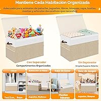 Vista 6 de Caja grande de almacenamiento de juguetes con tapa, organizador de almacenamiento de juguetes mejorado con divisor plegable para niños y niñas, sala