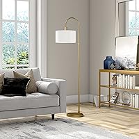 Vista 6 de Veronica Arc - Lámpara de pie con pantalla de tela en latón/blanco