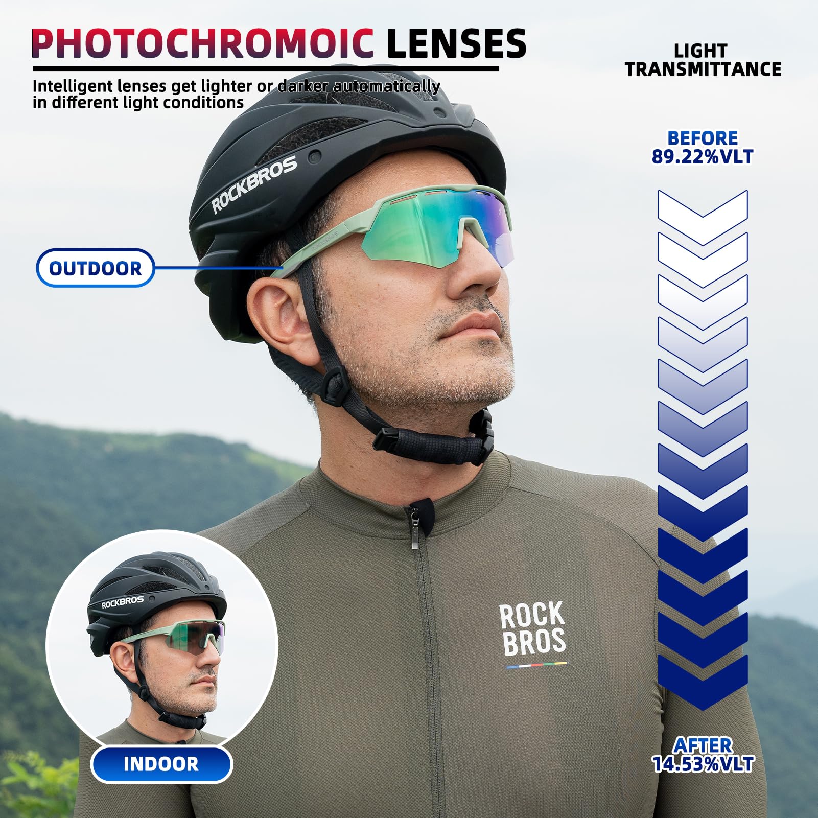 ROCKBROS Occhiali da Sole Ciclismo Polarizzati con Lenti Intercambiabili | Protezione UV400, Occhiali Sportivi per Bici MTB Corsa Pesca Viaggio Guida Uomo Donna