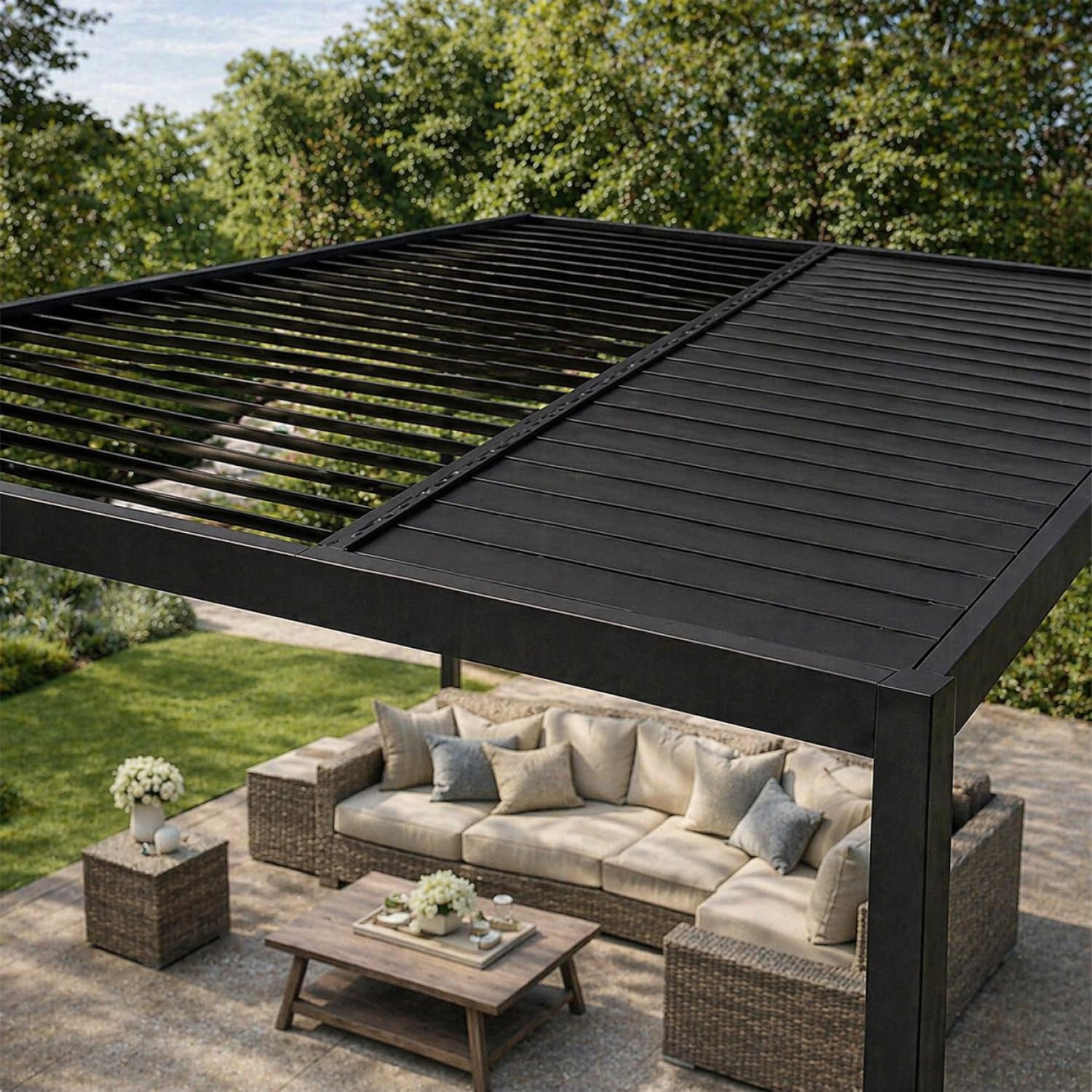 Pergola Bioclimatique CORFU Noir 3x3 m