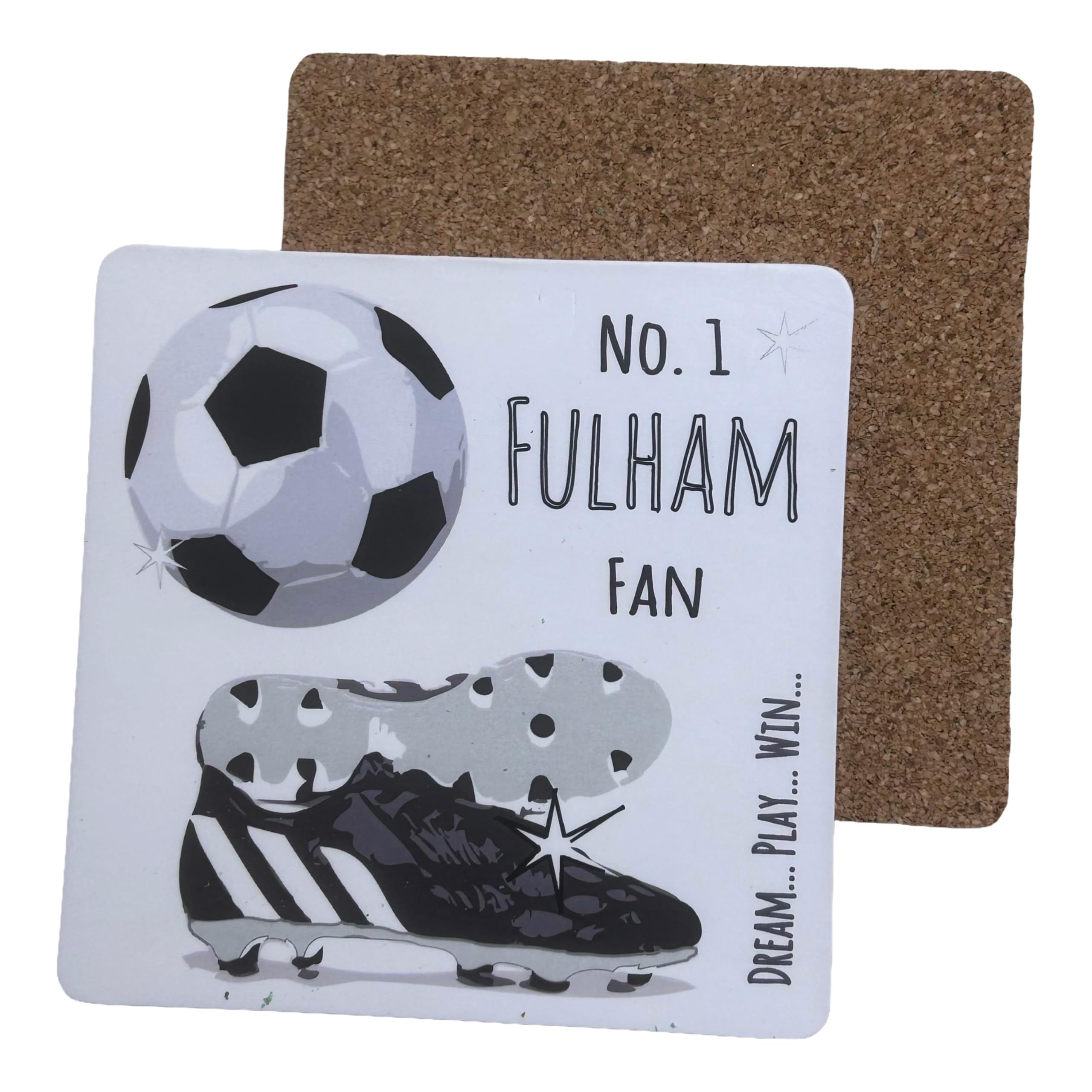 White Cotton Cards White Fulham Cottagers Fc Football Club Fan - Coaster Drink Mat - By Cotton Cards (C-Fn73)