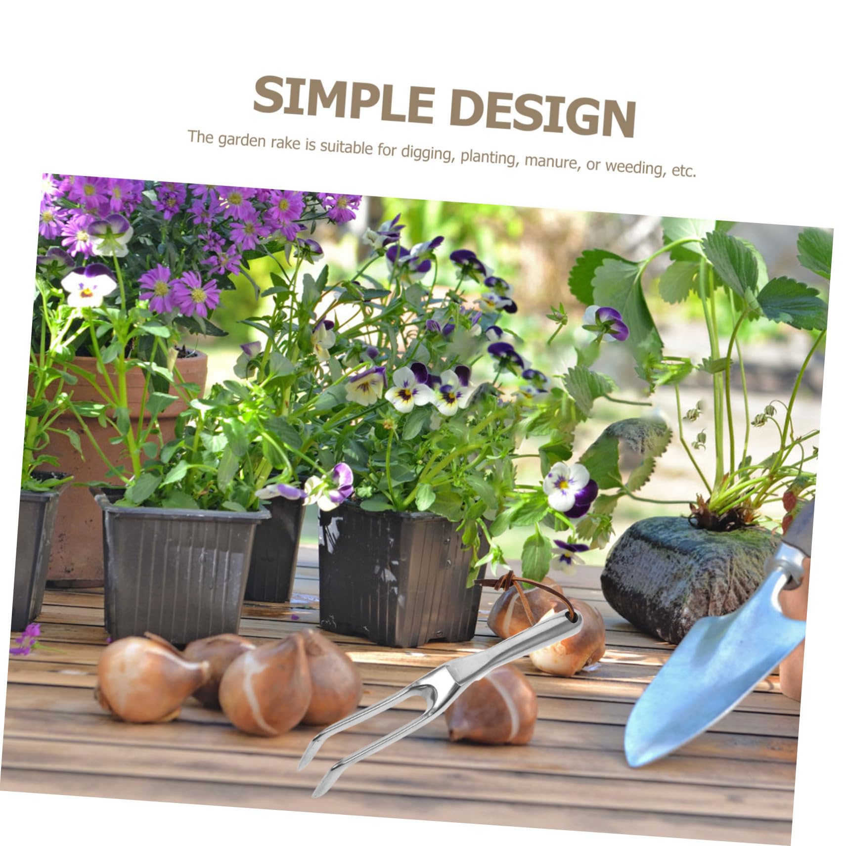 STOBOK 4 Stück Griff Rechen Mini Handrechen Gartenarbeit Landschaftsbau Picker handkultivator gartengerät kleine Rechen für Gartenbeete Pflanz Rechen Gartenrake Silver