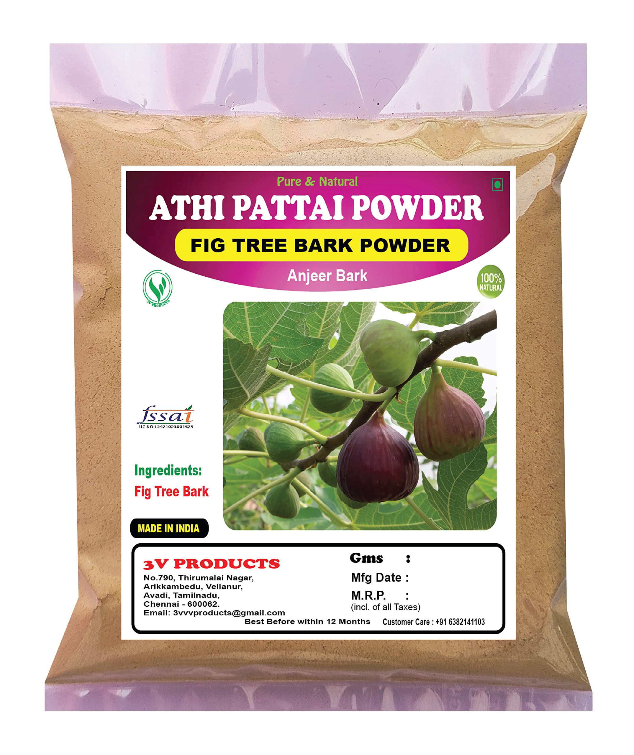 3V PRODUCTS Athi Pattai Powder | Fig Tree Bark | Anjeer Bark | Ficus Carica Bark Pack of 2x50g (B0BFJL6QRZ) Amazon Price History, Amazon Price Tracker