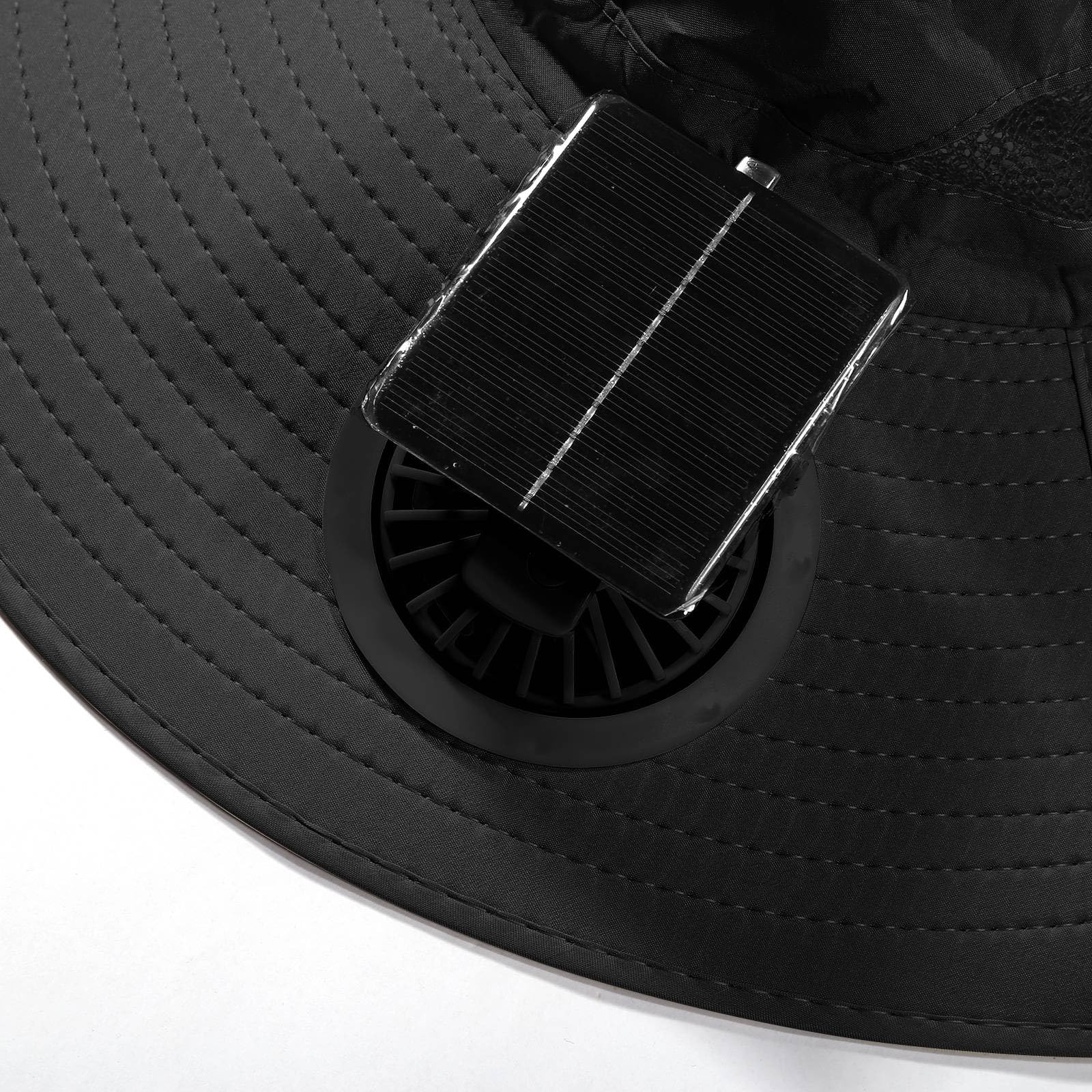 Générique Chapeau De Soleil D'extérieur À Large Bord - avec 4 Ventilateurs Solaires - Homme Femme - Été Chapeau Anti UV Rafraichissant - Rechargeable par USB - Pêche Plage Randonnée Safari