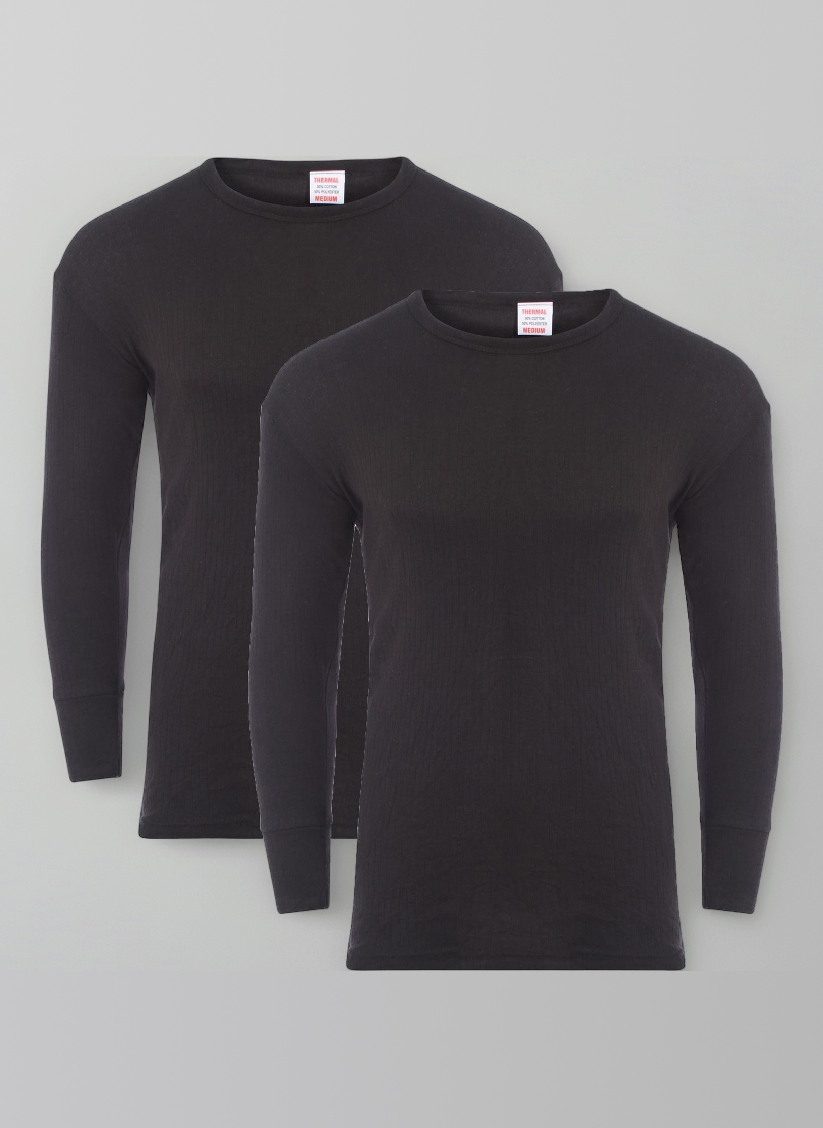 Heatwave® Pack of 2 Men's Thermal Long Sleeve Top, Warm Underwear Baselayer, S M L XL XXL Thermals