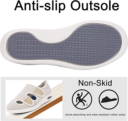 Miniatura 5 de Zapatos para diabéticos para mujer, de ancho amplio, con cierre ajustable, ligeros, transpirables, pies hinchados, para caminar, edema