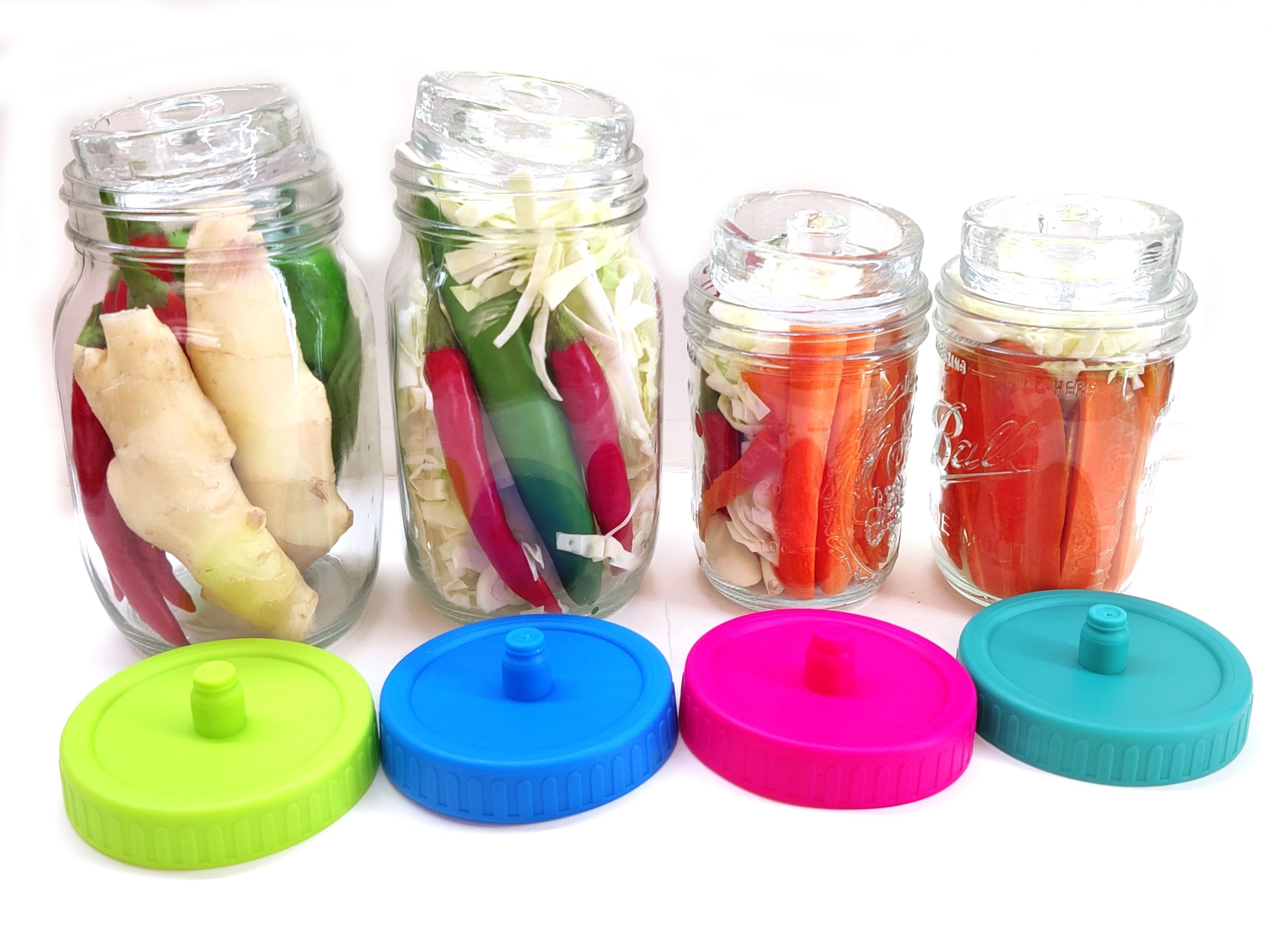 5PCS Pickle Pipes - Waterless Airlock Fermentation Lids - Wide Mouth Mason Fermenter Cap