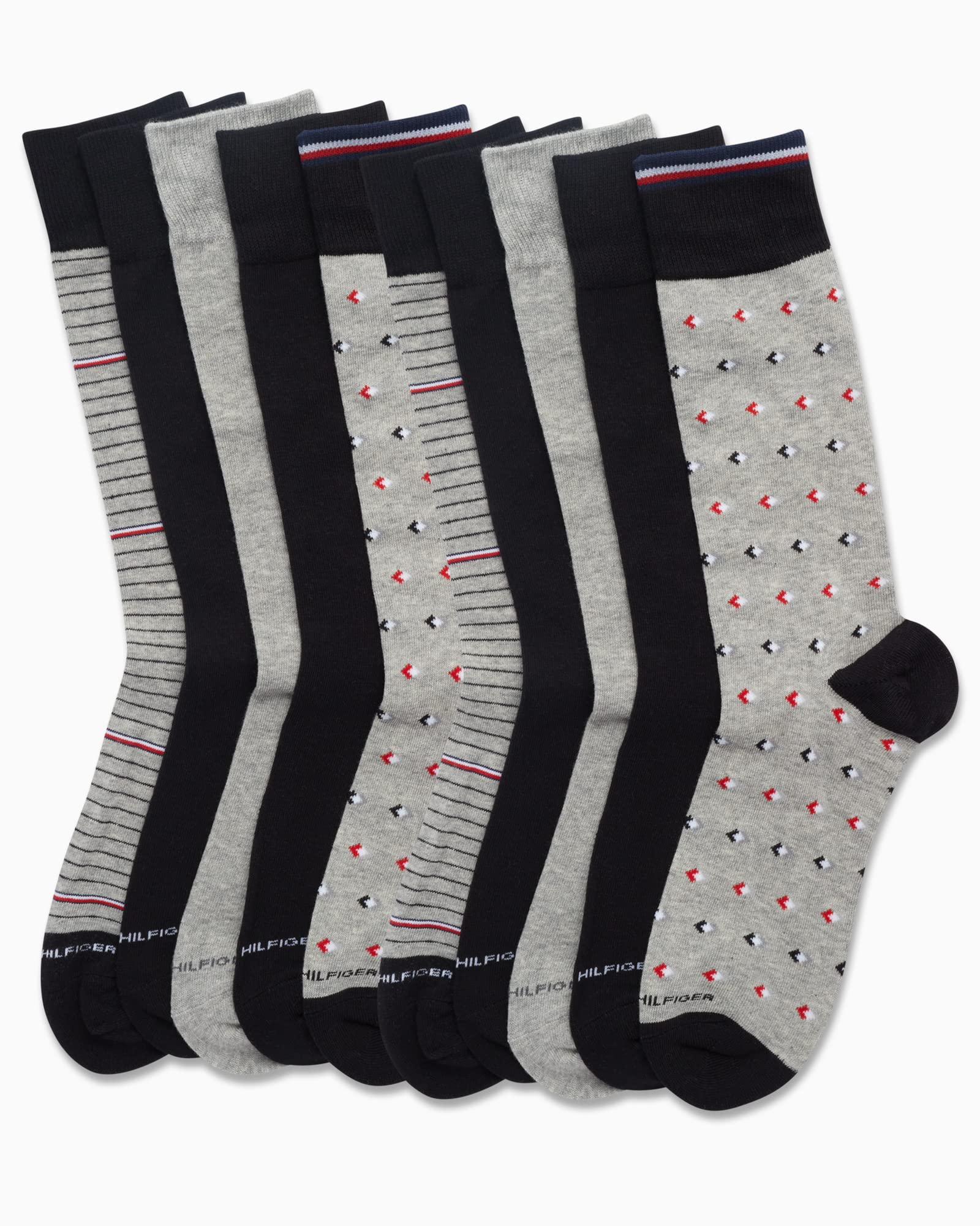 Tommy Hilfiger Calcetines casuales de mezcla de algodón suave para hombre, paquete de 10