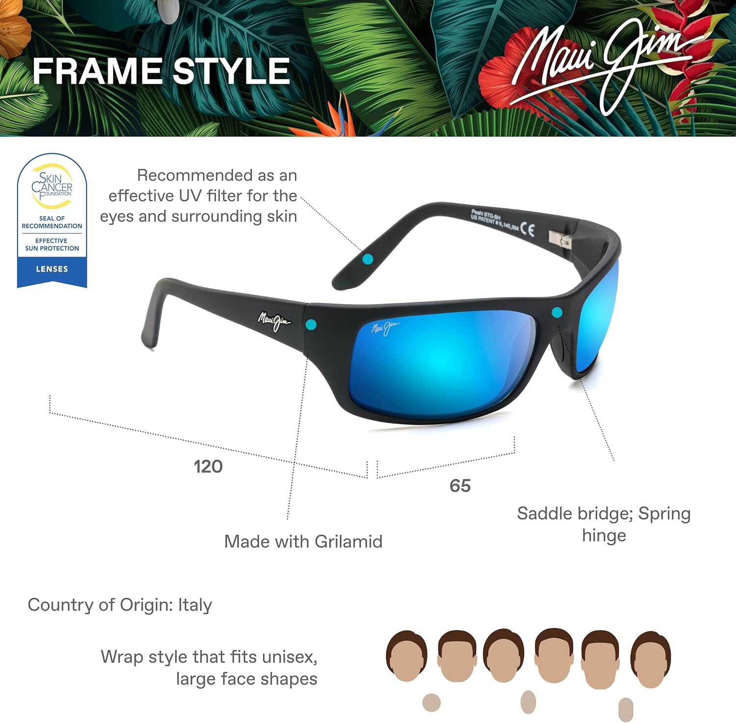 Maui Jim Polarized Men's and Women's Peahi Wrap Sunglasses - Image 6