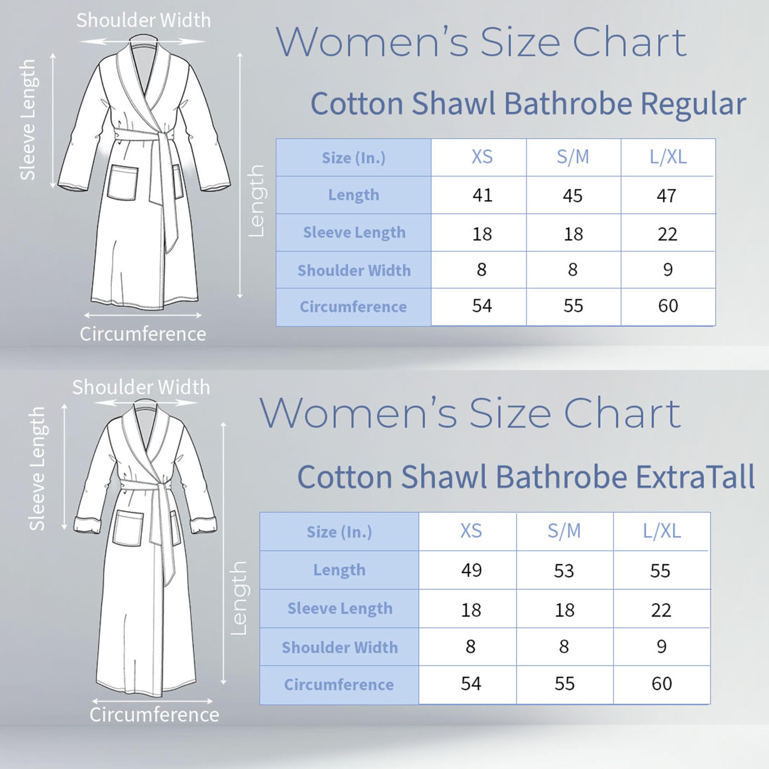 Arus Accappatoio da donna con collo a scialle, accappatoio in spugna di cotone turco, con opzioni di lunghezza regolare e intera, bianco, Large-X-Large