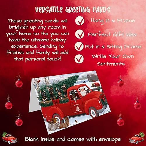 Miniatura 3 de Christmas Santa Express Delivery Red Truck Doberman Pinschers - Tarjetas de felicitación para perros - Tarjetas de invitación de mascotas adorables