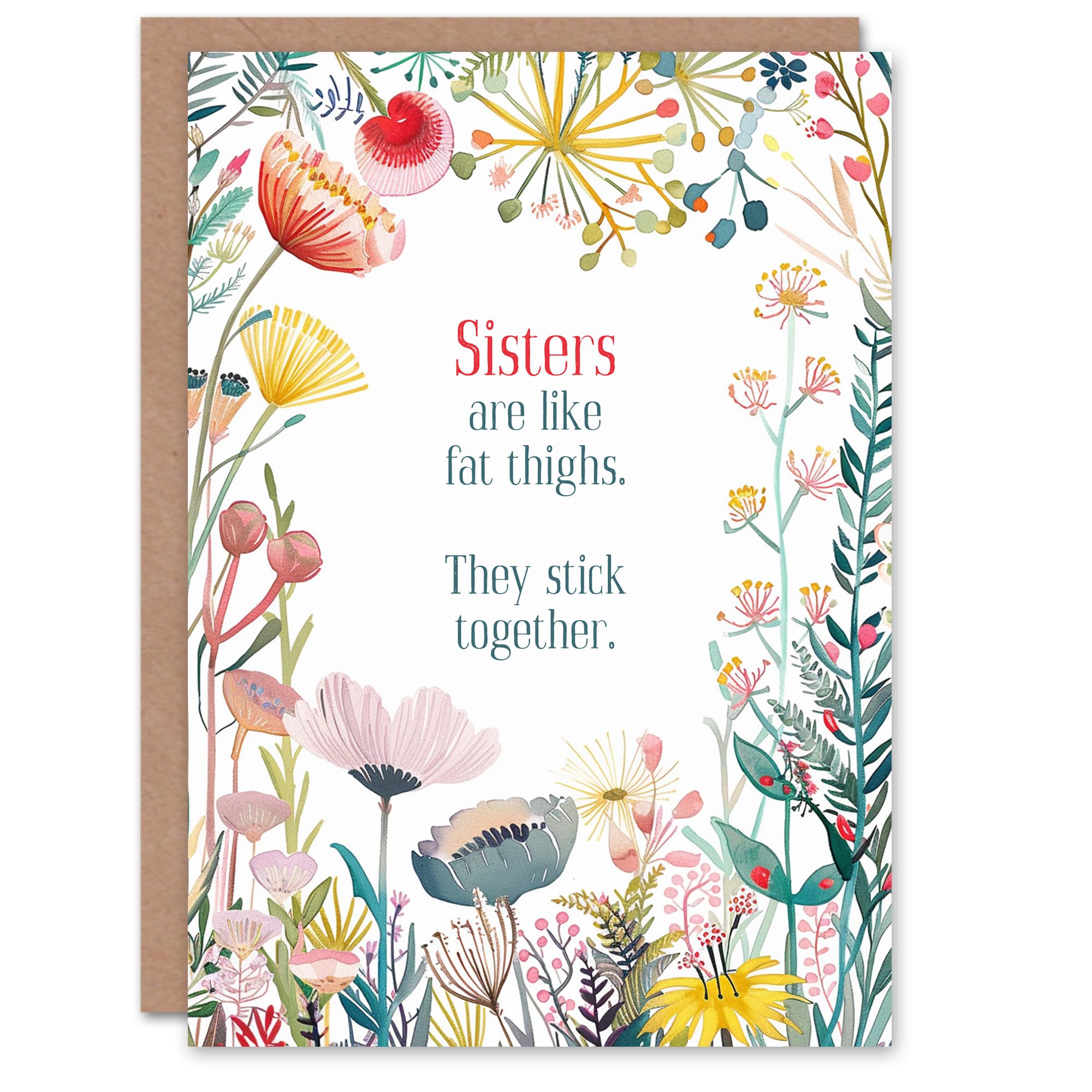 Artery8 Happy Flowers Sisters Stick Together Fat Thighs For Her Woman Birthday Greeting Card