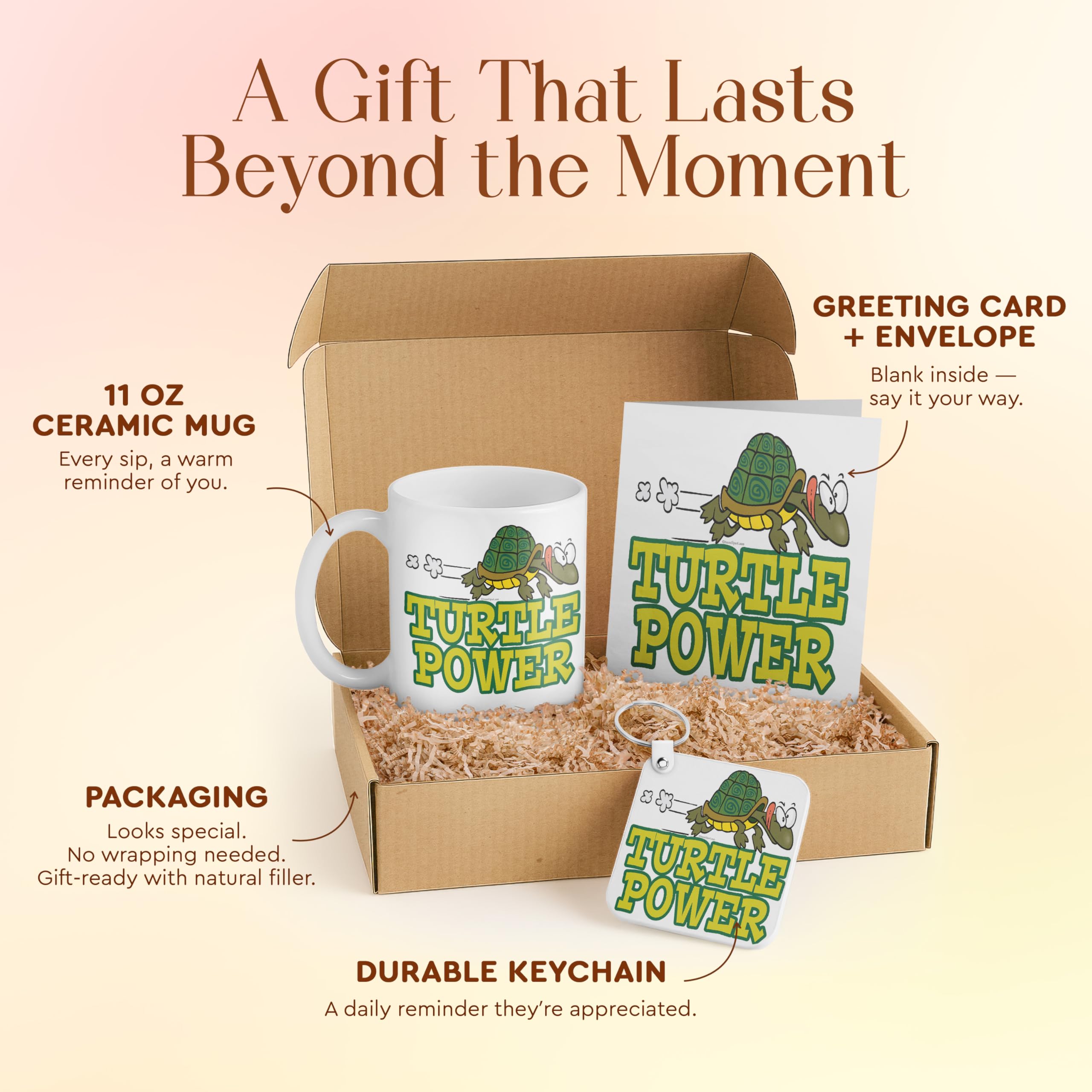 3dRose Cute Turtle Gift Set for Kids - Mug, Keychain, and Card - Perfect for Birthdays, Holidays, and Teacher Appreciation