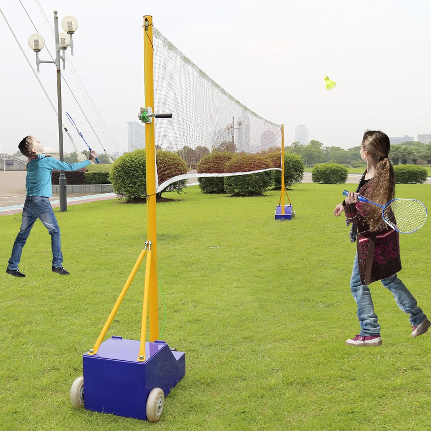 Badminton/Volleyball Pole & Nets Package - Portable Volleyball Net for Backyard Freestanding Badminton Court Training Net for Indoor or Outdoor, Volleyball Net Stand with Poles, Be